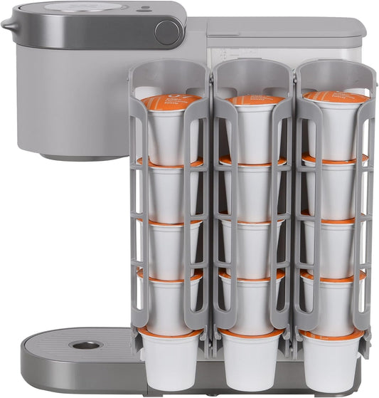 STORAGENIE Coffee Pod Holder Side Mount K Cup Pods Dispenser compatible with Keurig Coffee Makers, Perfect for Small Counters (3 Pack/For 15 K-Cups, LIGHT GREY)