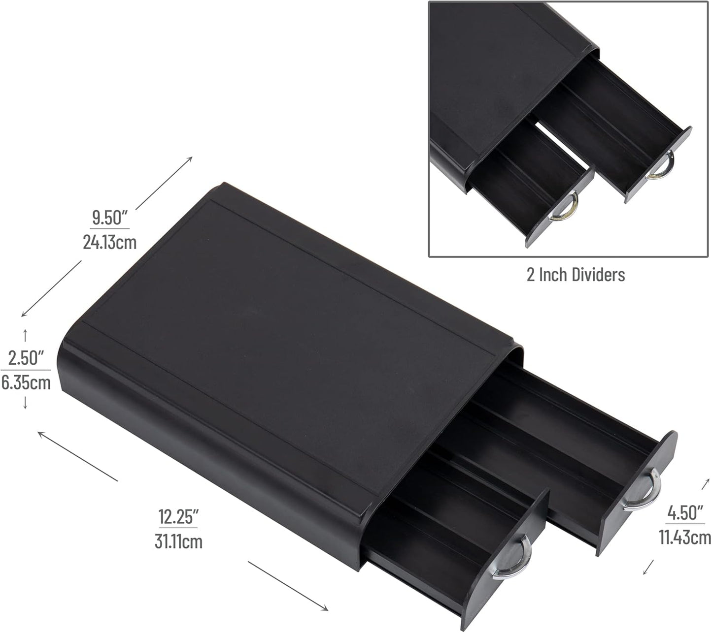 Mind Reader Single Serve Pod Organizer, 2 Drawers, 24 Pod Capacity, Keurig Mini Compatible, Black