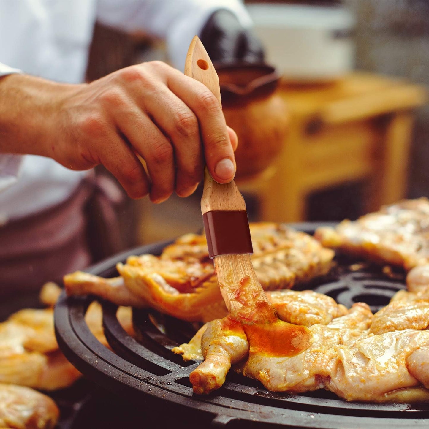 Pastry Brushes for Baking Basting Brush with Boar Bristles and Beech Hardwood Handles Culinary Oil Brush for Barbecue Butter Grill BBQ Sauce Baster Marinade Kitchen Food Cooking Brushes (1/1.5-4PCS)