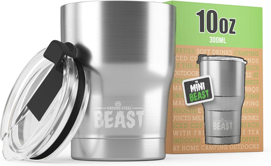 Beast 10 oz Tumbler Stainless Steel Vacuum Insulated Coffee Ice Cup Double Wall Travel Flask (Steel)