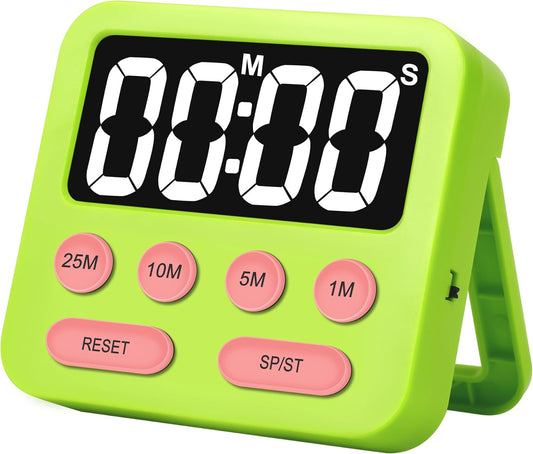 Pomodoro Timer for Kids, Productivity Timer with Loud Alarm, Digital Timers for Classroom, Suitable for ADHD Study Kitchen Work 1Pcs-Green