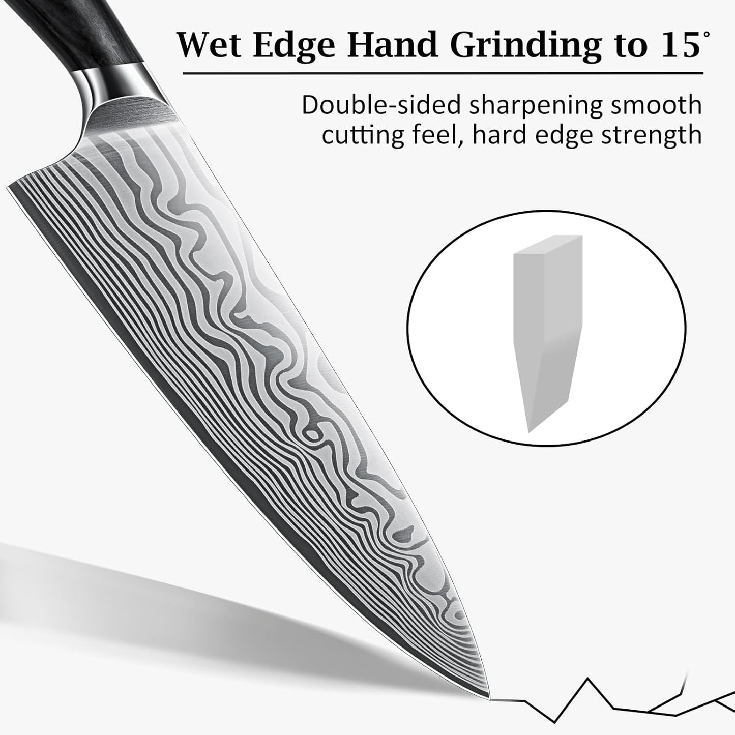 8 Inch Chef Knife, Ultra Sharp High Carbon Powder Steel Kitchen Knife, Professional Japanese Chef's Knife with Ergonomic Pakkawood Handle