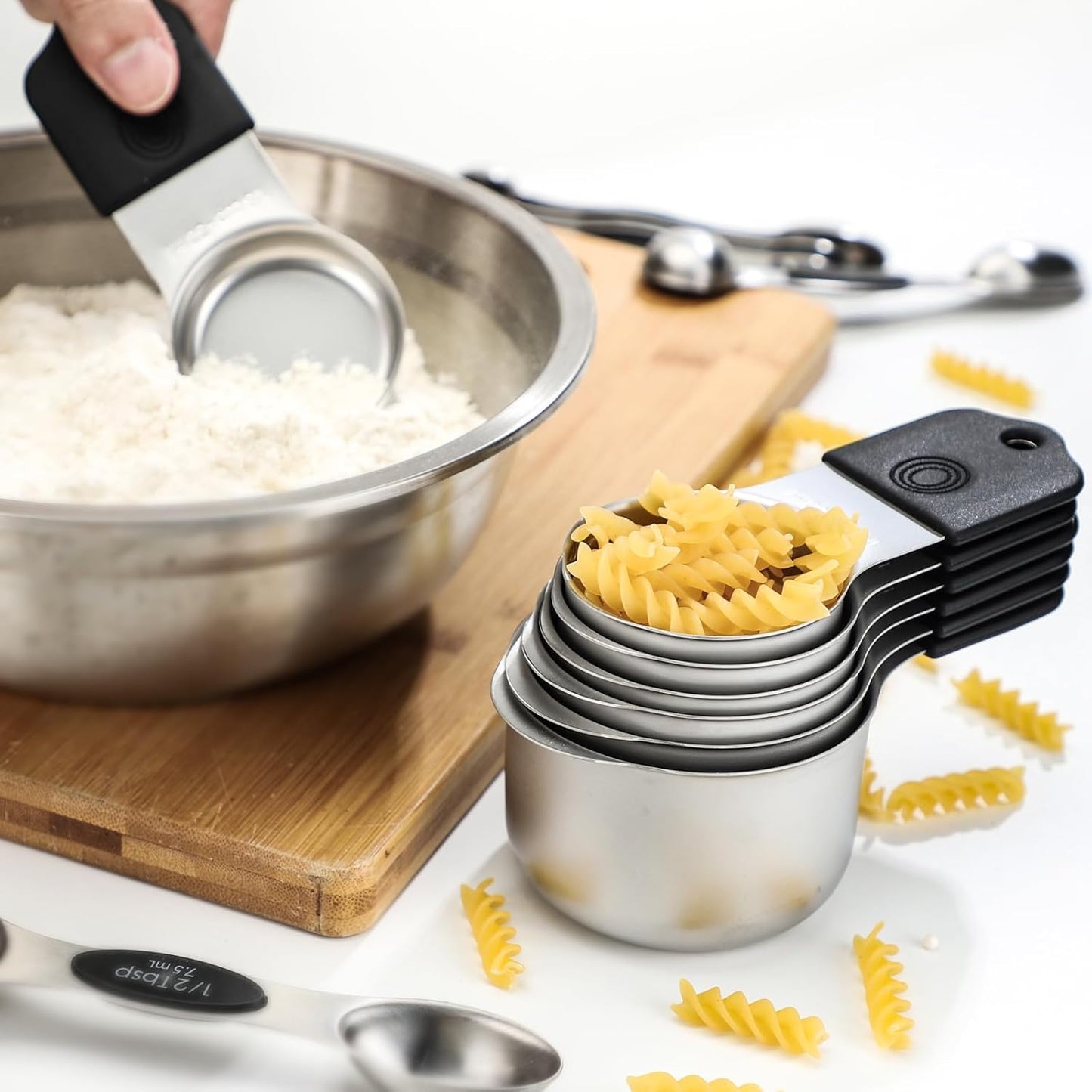 Magnetic Measuring Cups Set 7 Stainless Steel Stackable Nesting Measuring Cups for Measuring Dry and Liquid Ingredients