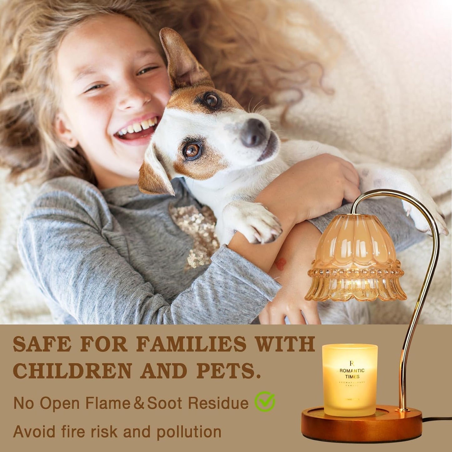 Glass Candle Warmer Lamp with Timer, Flower Candle Lamp, Birthday Gifts for Women, Mom, Female Friend, Candle Lamp Warmer Gifts, Electric Dimmable Candle Warmer, Vintage Home Decor, Amber