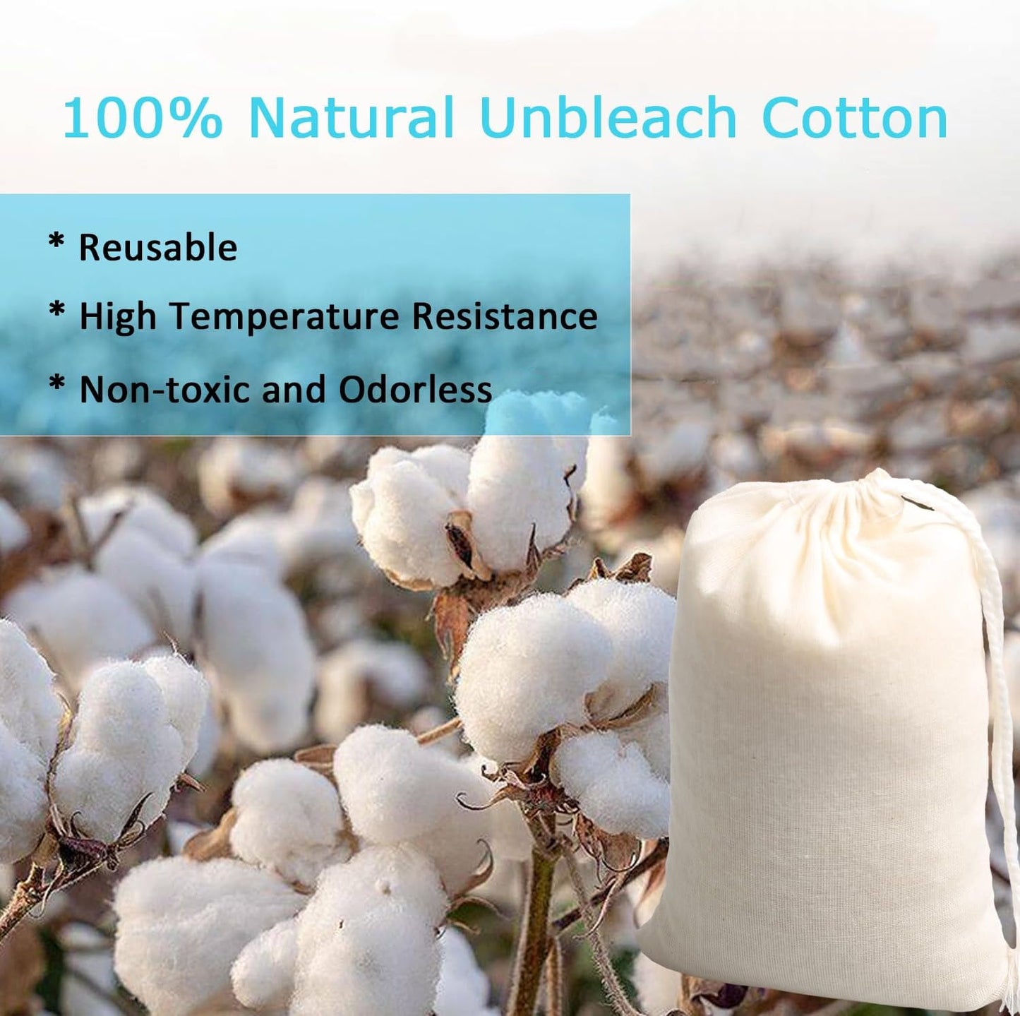 Eketirry Spice Bags, 20pcs Reusable Empty Tea Bags, Muslin Strainer Bags, Soup Bags for Cooking, Natural Cotton Fine Mesh Cheesecloth Bags for Cold Brew Coffee(4 x6" &7 x8")