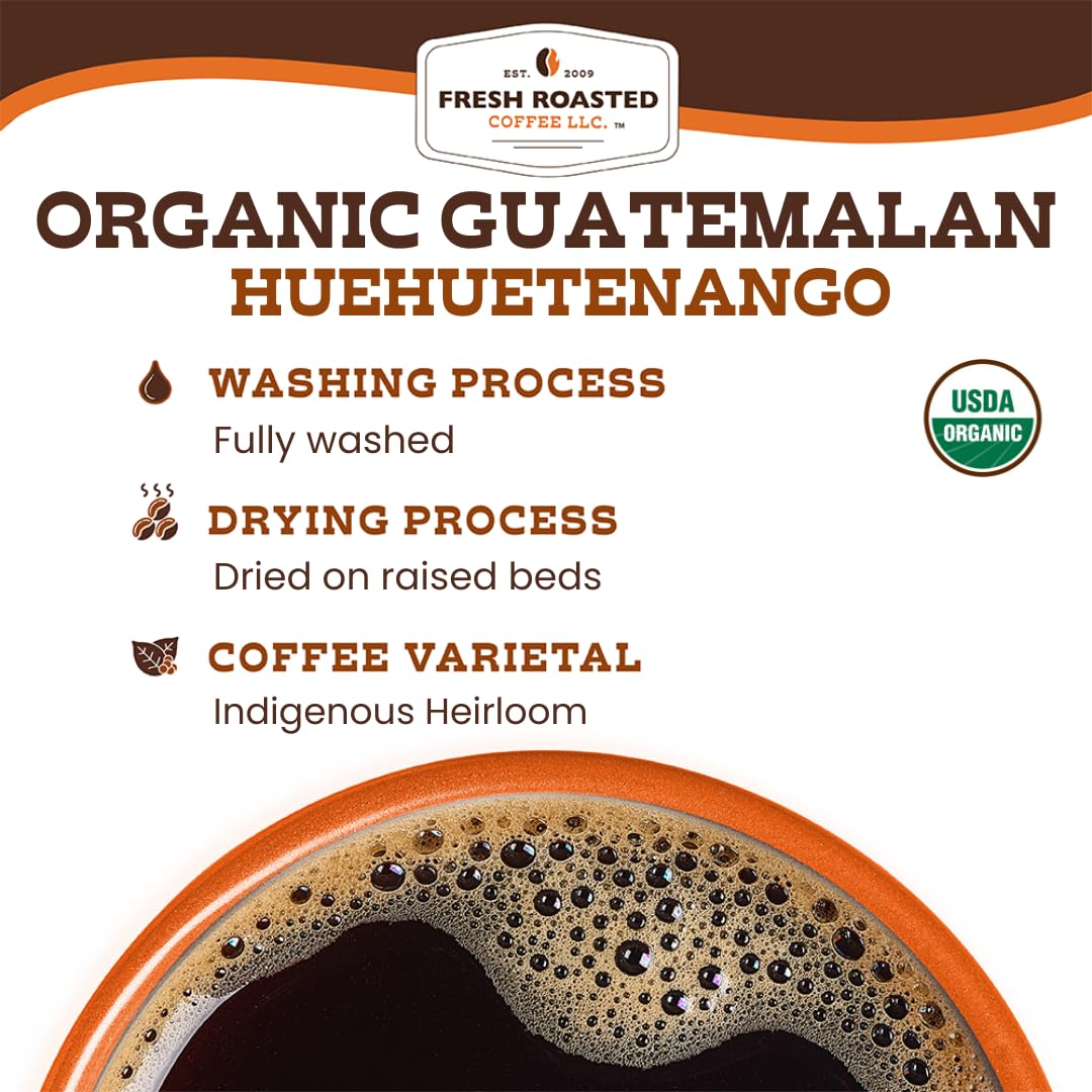 Fresh Roasted Coffee, Organic Guatemala | Single Origin, USDA Organic, Mold & Myco 3rd Party Tested, Kosher | Medium Roast 12 oz Whole Bean