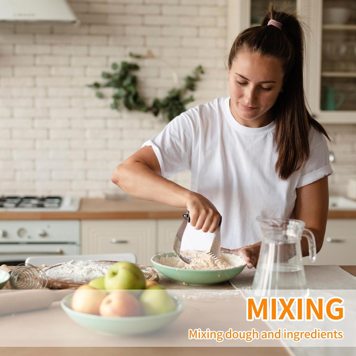 ALLTOP Stainless Steel Bench Scraper and Pastry Blender Cutter Set, Efficient Multipurpose Kitchen Baking Essential Tool with Comfortable Grip Handle-Perfect for Nut, Pie and Dough Processing - Black