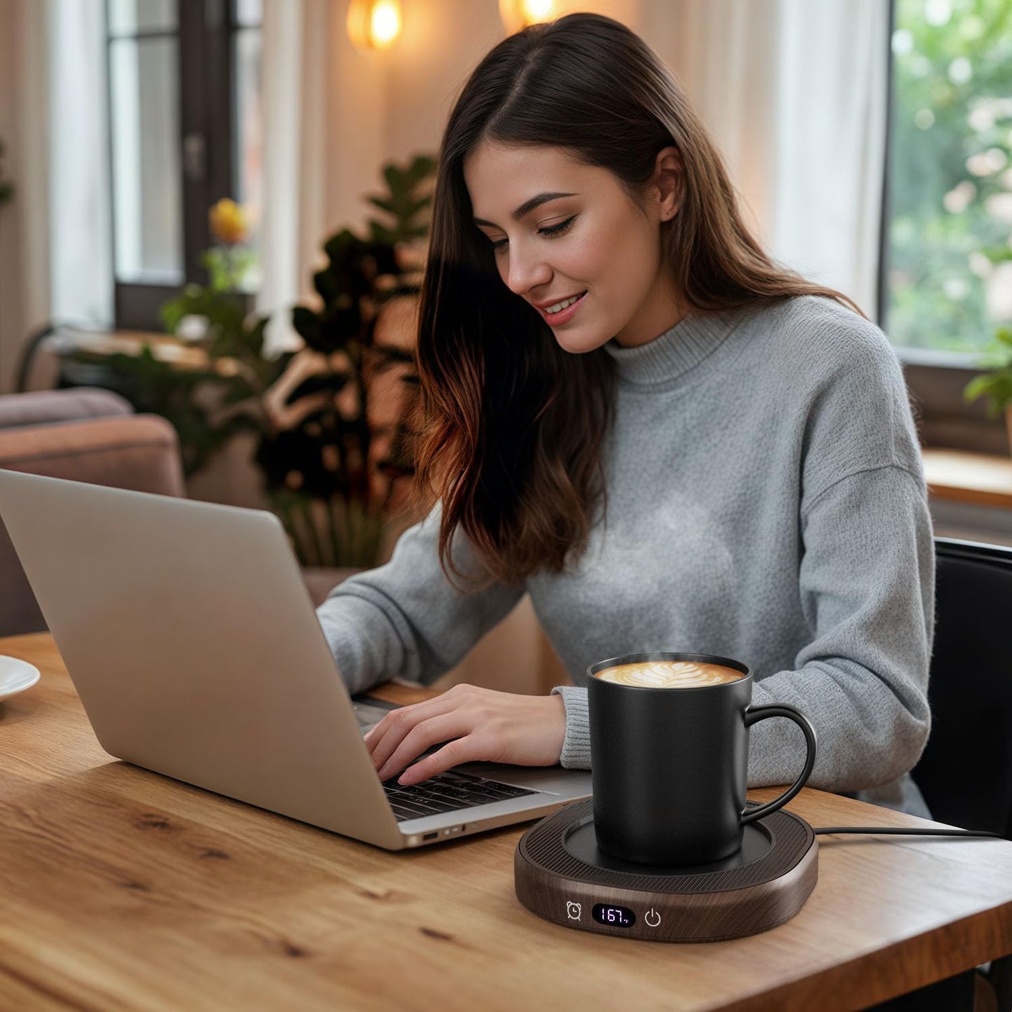 Electric Mug Warmer for Desk Auto Shut Off, Smart Coffee Cup Warmer for Tea Milk, 4 Temperature Setting Coffee Warmer Accessories Keep Beverage Fast Heating Home & Office, 8H Timer Candle Warmer Plate