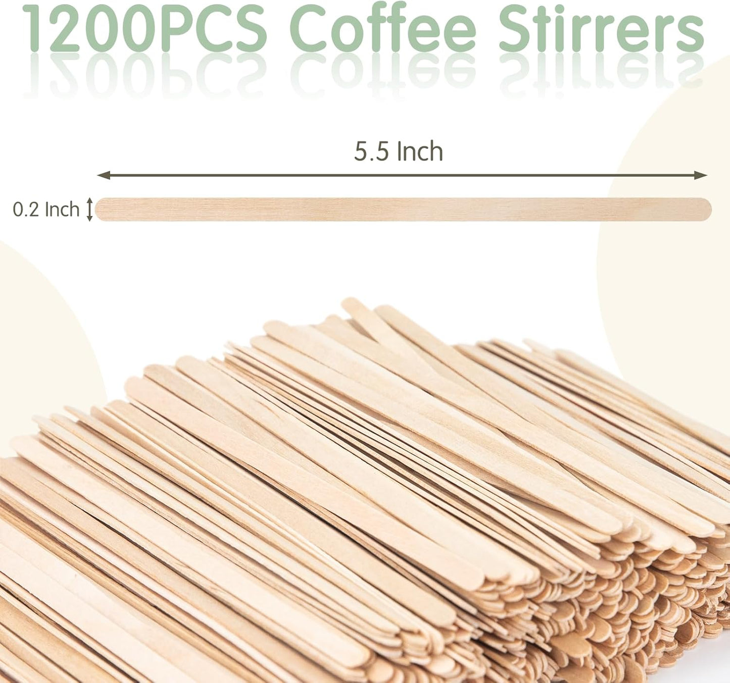 WISYOK 1200 PCS Coffee Stirrers, 5.5 Inch Premium Birch Wooden Sticks, Splinter-Free Smooth Round Ends, Disposable Stir Sticks for Coffee, Cocktails, Office, Home, Coffee Bars
