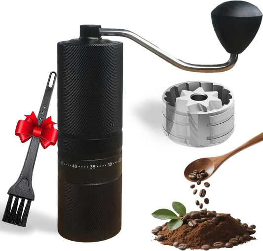 Manual Coffee Grinder with 60 Adjustable Speed Coarse, Portable Hand Coffee Bean Mill with Double Bearing Positioning, Manual Grinder for Travel Camping Office Espresso Pour Over