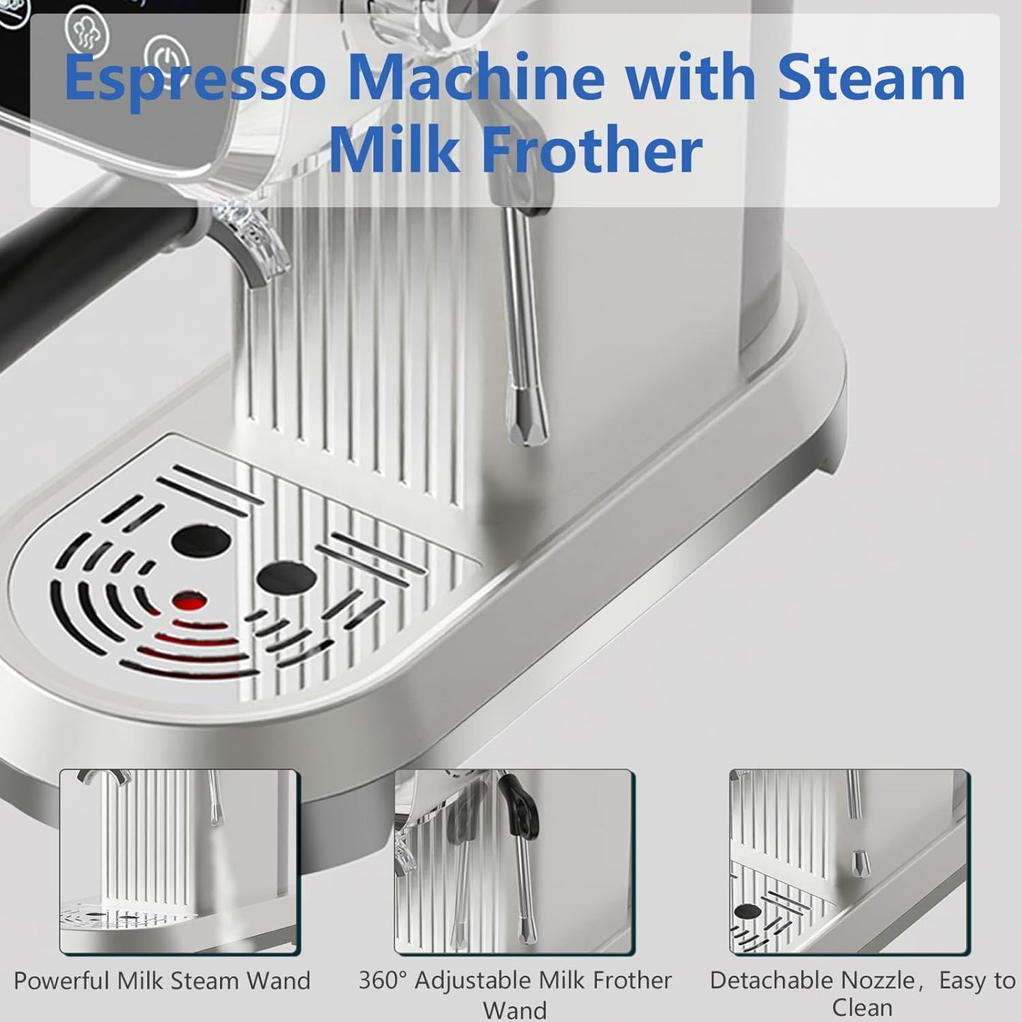 Espresso Machine with Steam Milk Frother：20 Bar Expresso Coffee Machines for Home-Espresso Maker with 27 oz Water Tank-Barista Coffee Maker for Americano Cold Brew Latte Cappuccino