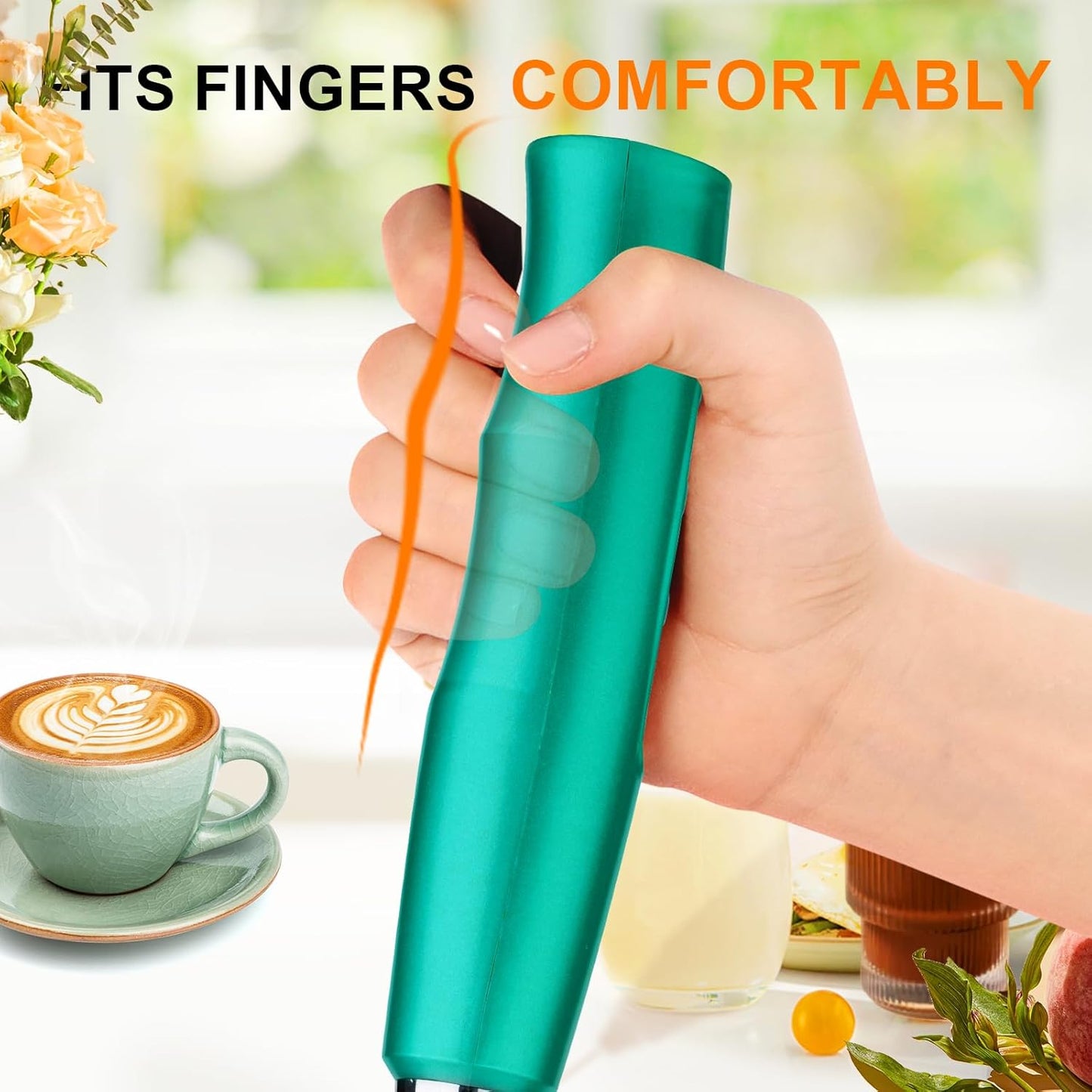 YUSWKO Handheld Milk Frother for Coffee, Rechargeable Drink Mixer with 3 Heads 3 Speeds Electric Coffee Frother For Latte, Cappuccino, Hot Chocolate, Egg