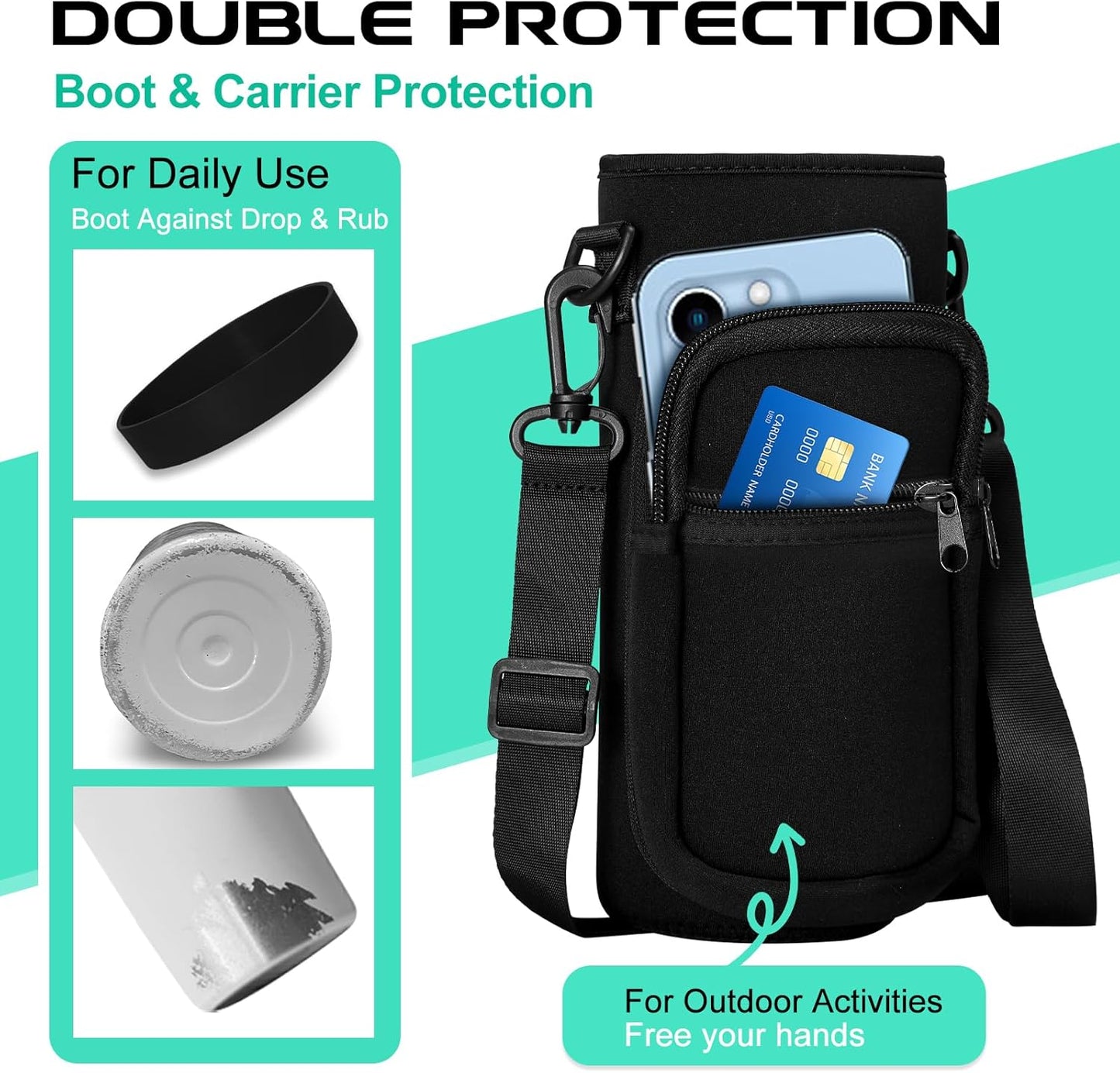 40oz Insulated Water Bottles with Straw and Paracord Handle, Metal Flask Bottle Keep Cold for Cold-48H Hot-24H, Double Vacuum Travel Thermo Mug with Carrying Pouch for Sports Hiking Cycling Running