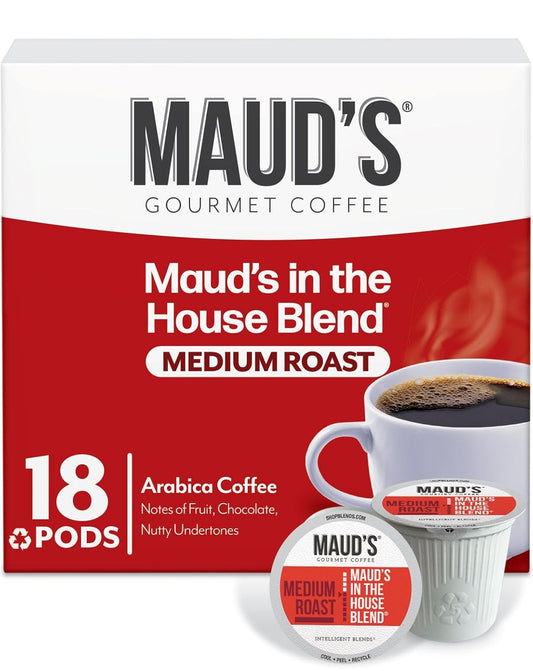 Maud's Medium Roast Coffee Pods, 18 ct, Recyclable Single Serve Pods – 100% Arabica Coffee, Compatible with Keurig K Cups Maker
