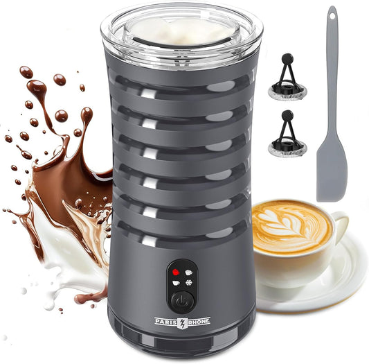Paris Rhône Milk Frother, 4-in-1 Milk Steamer and Frother, Hot & Cold Foam Milk Warmer with Temperature Control(Grey)