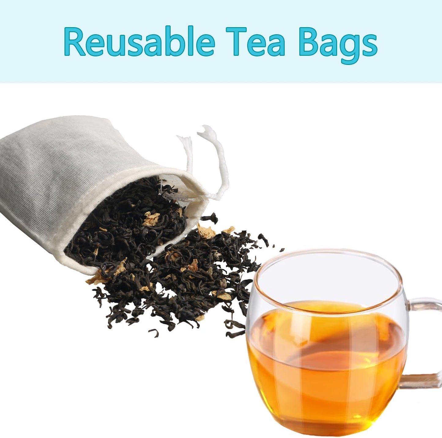 Eketirry Spice Bags, 20pcs Reusable Empty Tea Bags, Muslin Strainer Bags, Soup Bags for Cooking, Natural Cotton Fine Mesh Cheesecloth Bags for Cold Brew Coffee(4 x6Inch)