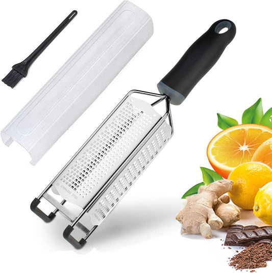 3 in 1 Cheese Grater Zester Citrus Lemon 304 Stainless Steel Zester Versatile Sharp Tool for Parmesan Cheese Ginger Garlic Nutmeg Chocolate Vegetables Fruits 12''