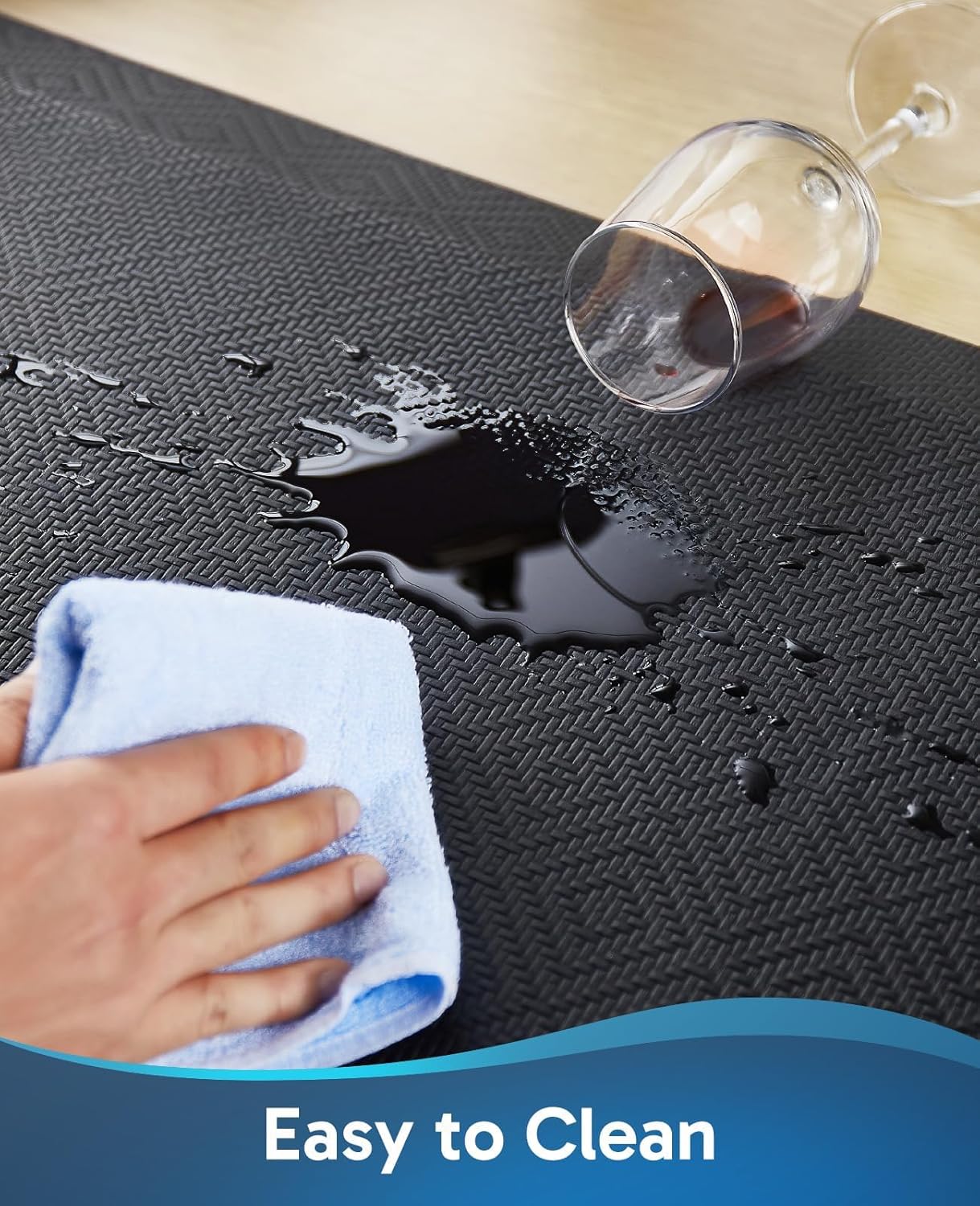 Ophanie Kitchen Mats for Floor, 3/4 inch Thick, 20x32 Anti Fatigue Cushioned Mat, Kitchen Rugs, Waterproof, Comfort Ergonomic Standing Mat for Office, Home, Sink, Black Non-Slip Ridged Bottom