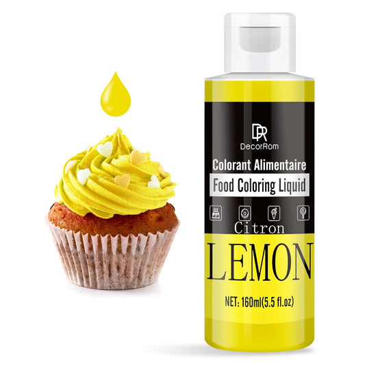 Food Coloring - Vibrant Liquid Icing Food Coloring Set for Baking, Cake Decorating, Easter Egg, Airbrush - Tasteless Food Color Dye for Fondant, Slime, DIY Crafts - 5.5 Fl.oz / 160ml Each (Lemon)