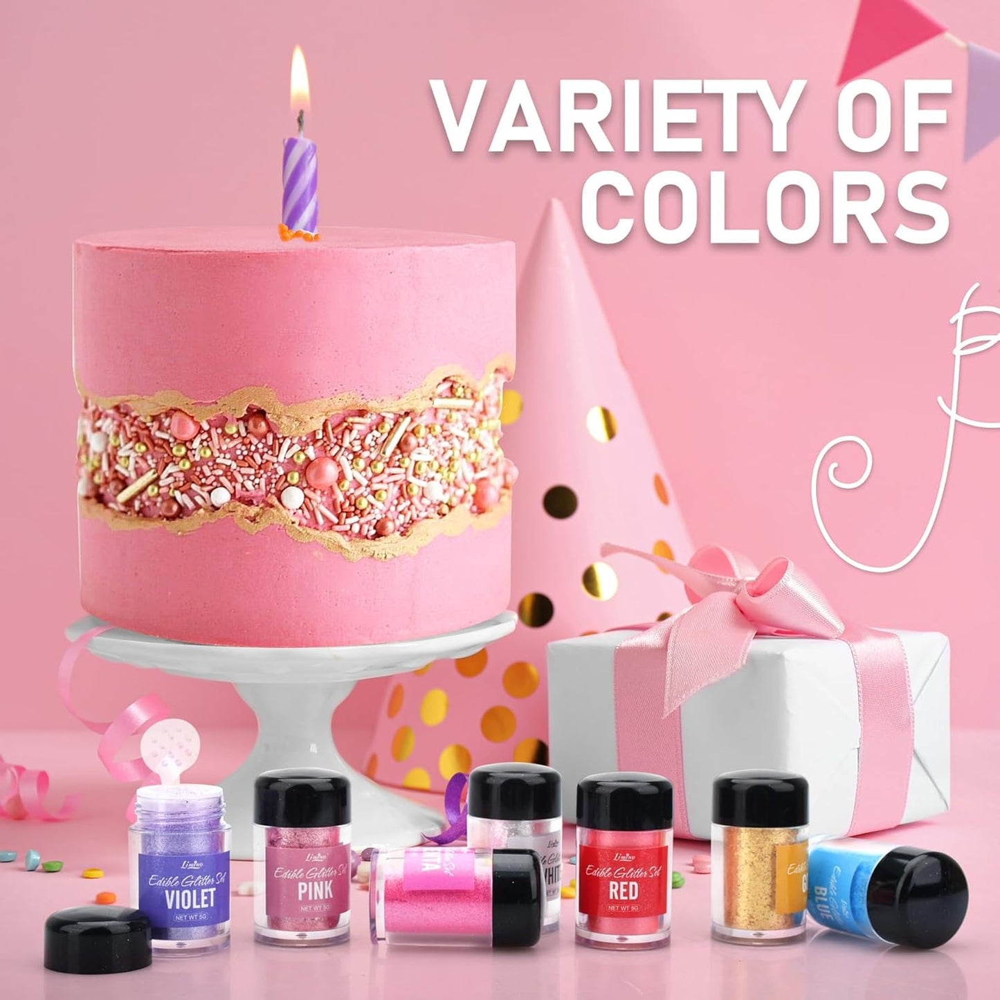 Edible Glitter - 30g Edible Luster Dust Metallic Food Grade Coloring Glitter for Drinks, Baking, Cake Decorating - Edible Dust Powder Shimmer Sprinkle Powder for Icing, Cocktail, Candy (Rose Gold)