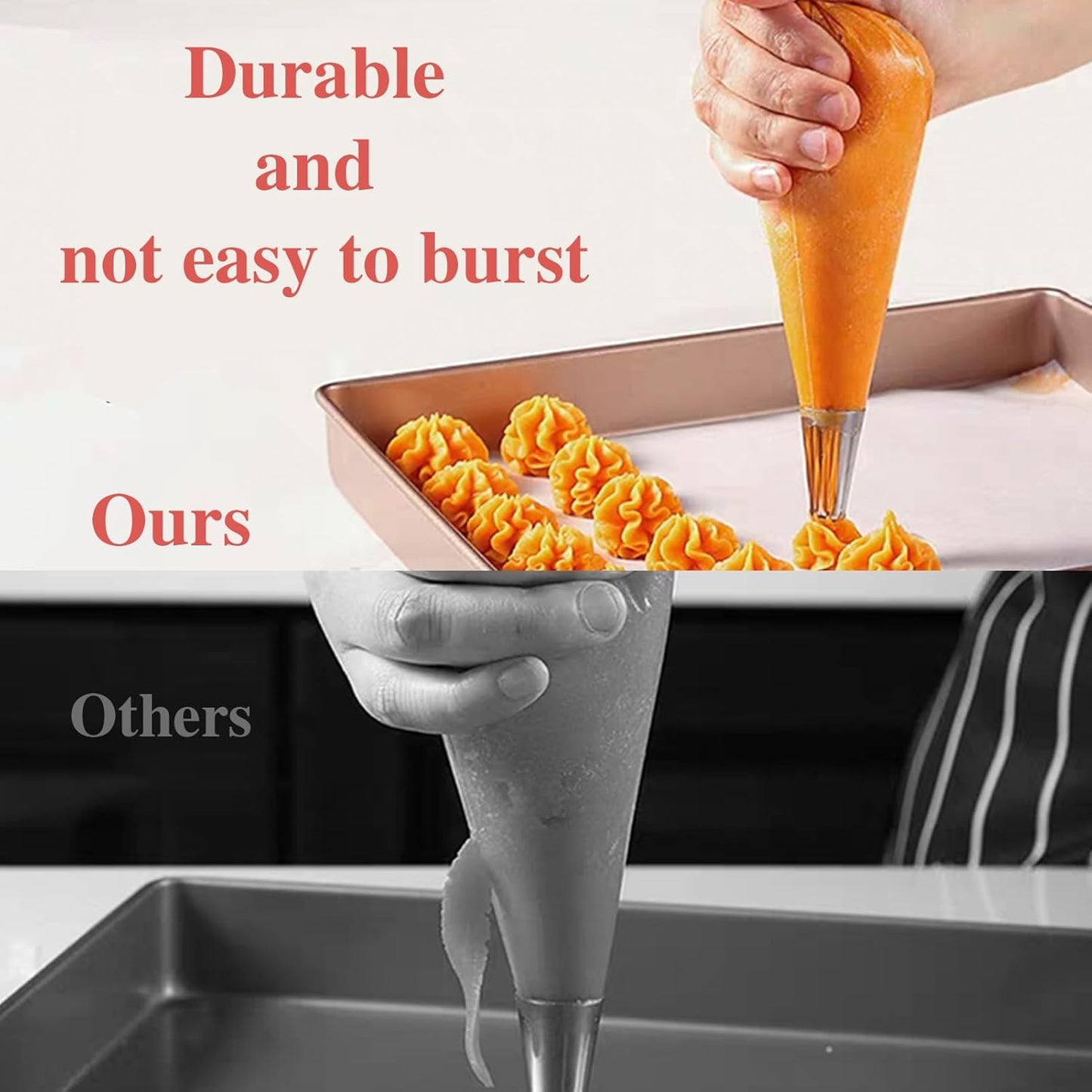 24 Inch Extra Large Piping Bags, 200 PCS Clear Disposable Icing bags, Thickened Non-Slip and Anti-Burst Pastry Bags for Baking and Decorating Desserts Cakes Cookie