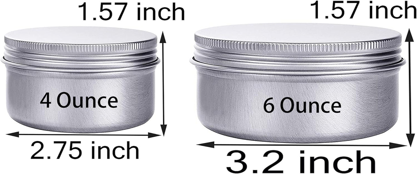 6 Ounce Aluminum Cans 180 mL Screw Lid Metal Storage Tins Containers for Storing Spices, Candies, Lip Balm, Candles, 12 Pcs.