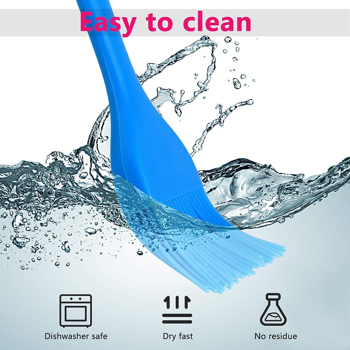 Silicone Basting Pastry Brush Set 2 Pack Heat Resistant Spread Oil Butter Sauce for BBQ Grill Barbeque Kitchen Baking Cooking Pastries, 1 Large & 1 Small