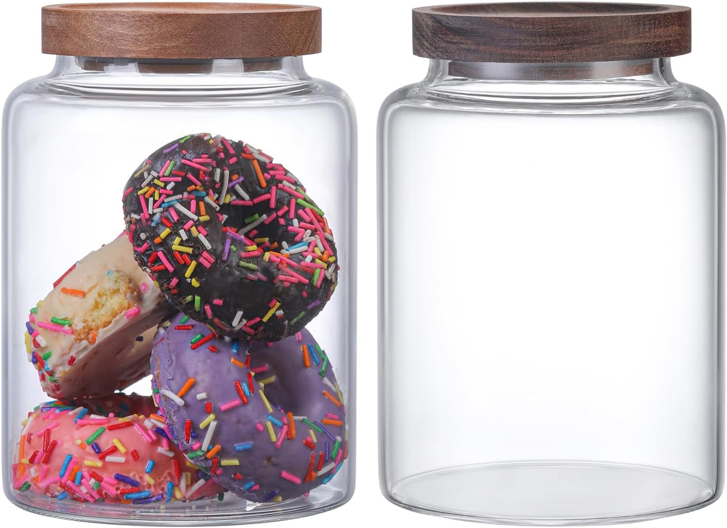 Vacuum Coffee Canister Glass Food Storage Jars With Airtight Lids Borosilicate Glass Coffee Canister Container for Coffee Beans & Grounds Tea Sugar Spices Kitchen (40oz（1200ml)-2 pack