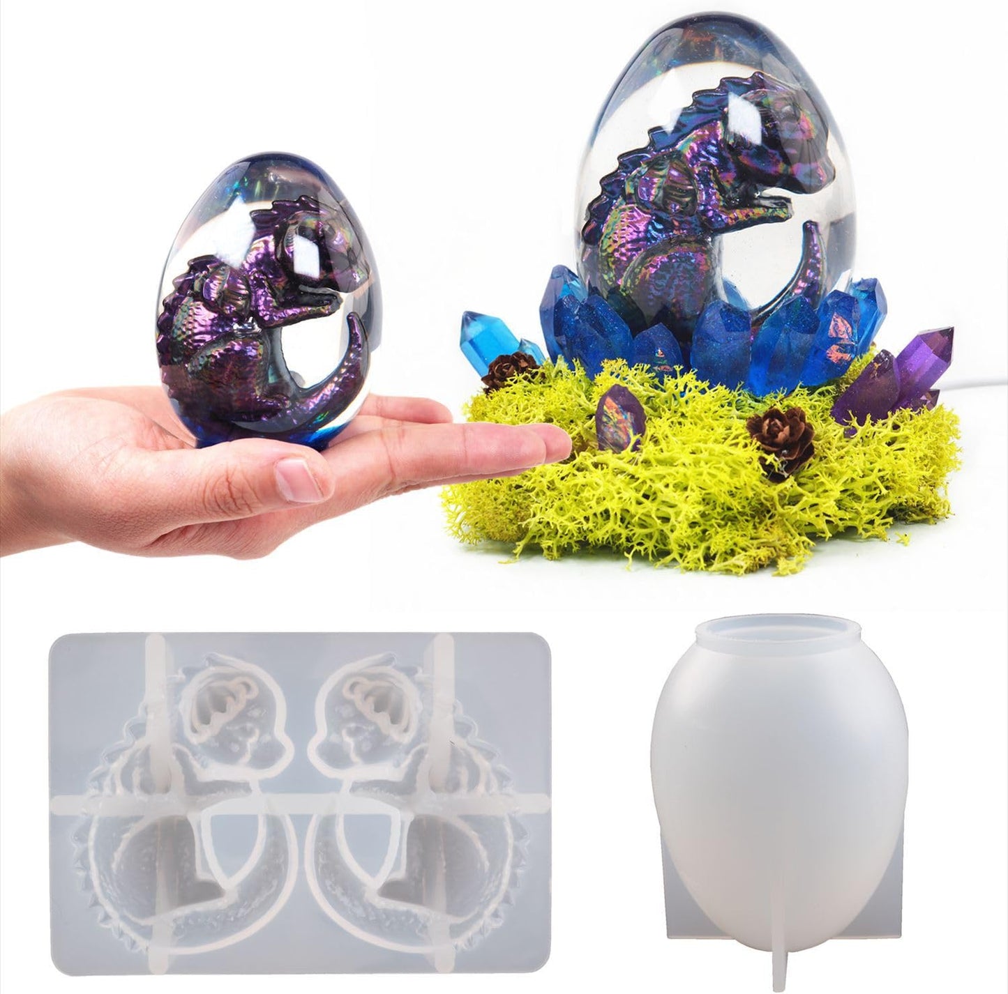 2 Pack Dinosaur Silicone Mold - Resin Candle & Easter Egg Mold - Animal & Cartoon Mold for Home Decoration