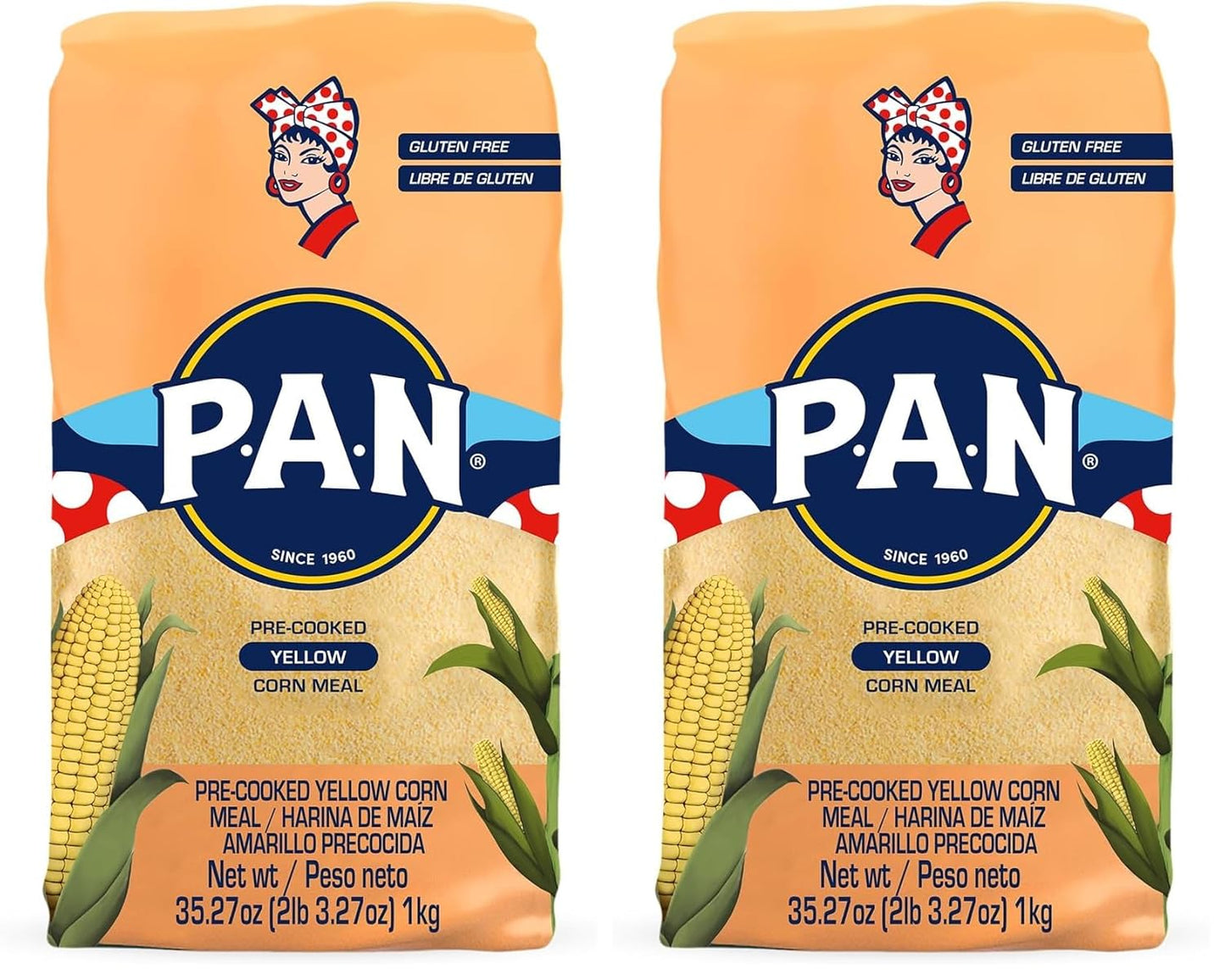 P.A.N. Yellow Corn Meal – Pre-cooked Gluten Free and Kosher Flour for Arepas (2.2 lb/Pack of 2)
