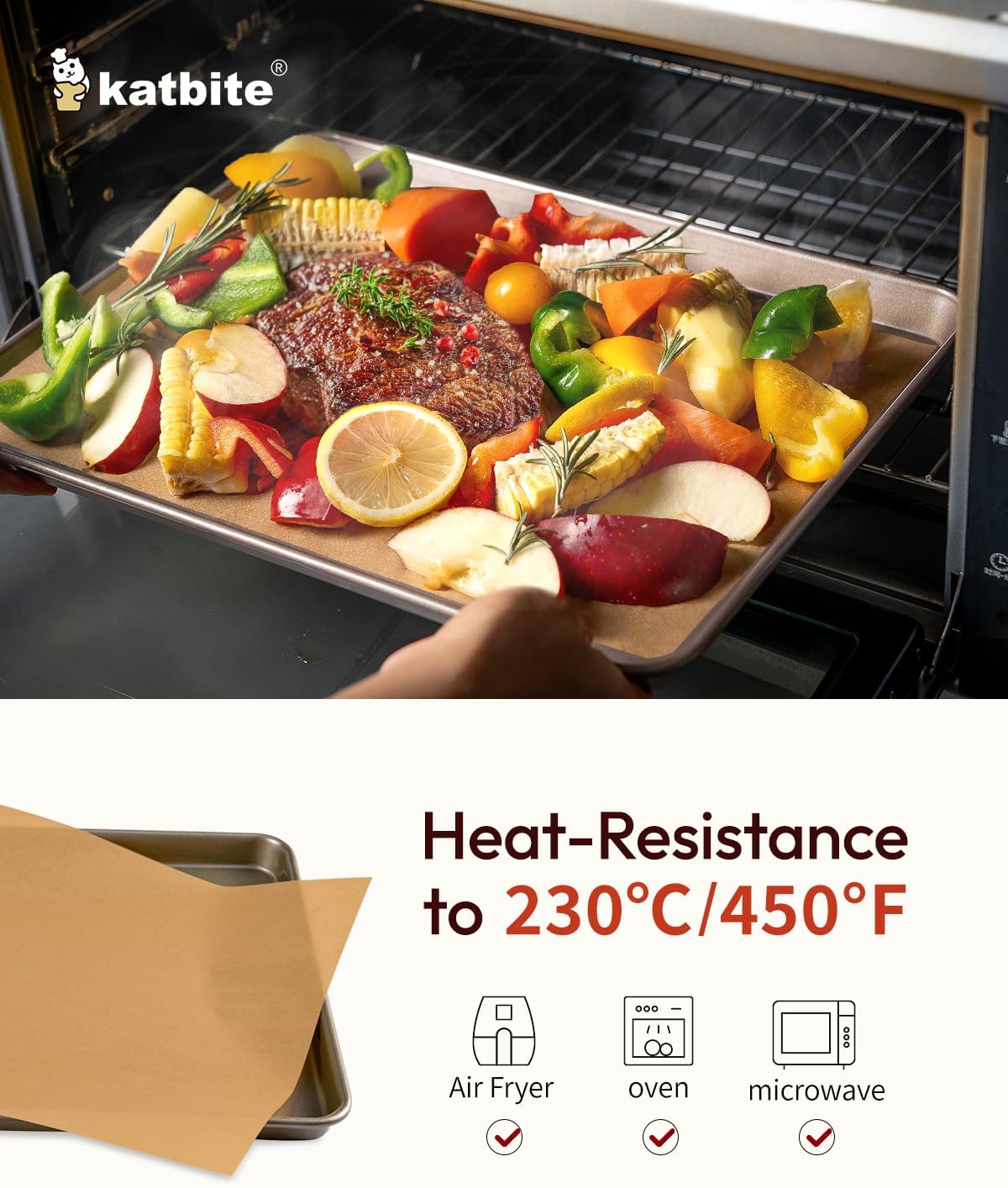 Katbite 300 Sheets 12x16 In Parchment Paper, Heavy Duty Baking Paper, Unbleached Non-stick Sheets for Air Fryer, Grilling, Steaming Cooking Bread Cake and Wrapping Foods