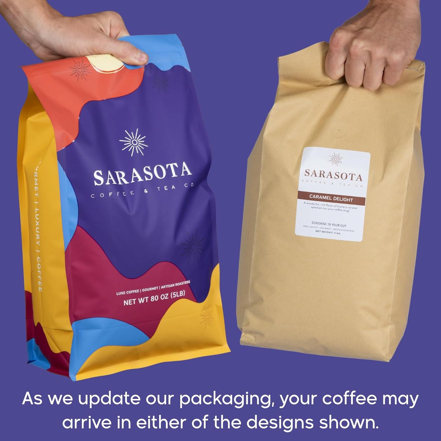 Sarasota Coffee Ground Salted Caramel | Medium Roast Gourmet Flavored Coffee Grounds | Low Acid, Mold Free, Specialty Grade Flavored Bulk Ground Coffee | 5lb (80 oz)