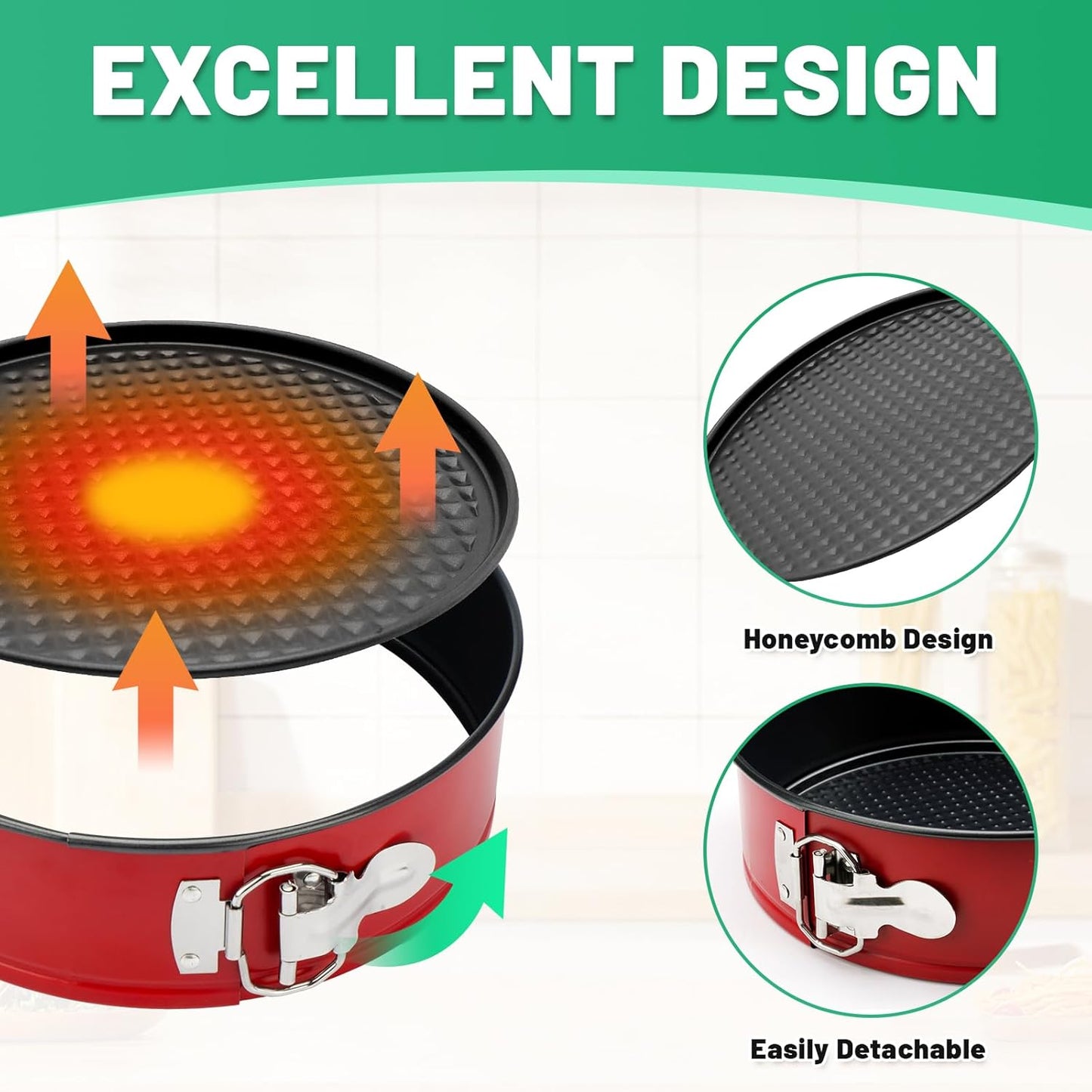 Springform Cake Pan Set,Non-Stick Springform Pans Set of 3(4, 7, 9 inches),Leak-Proof Round Cake Pans with Removable Bottom for Baking Cake Pie Pizza and Quiches (Red3)