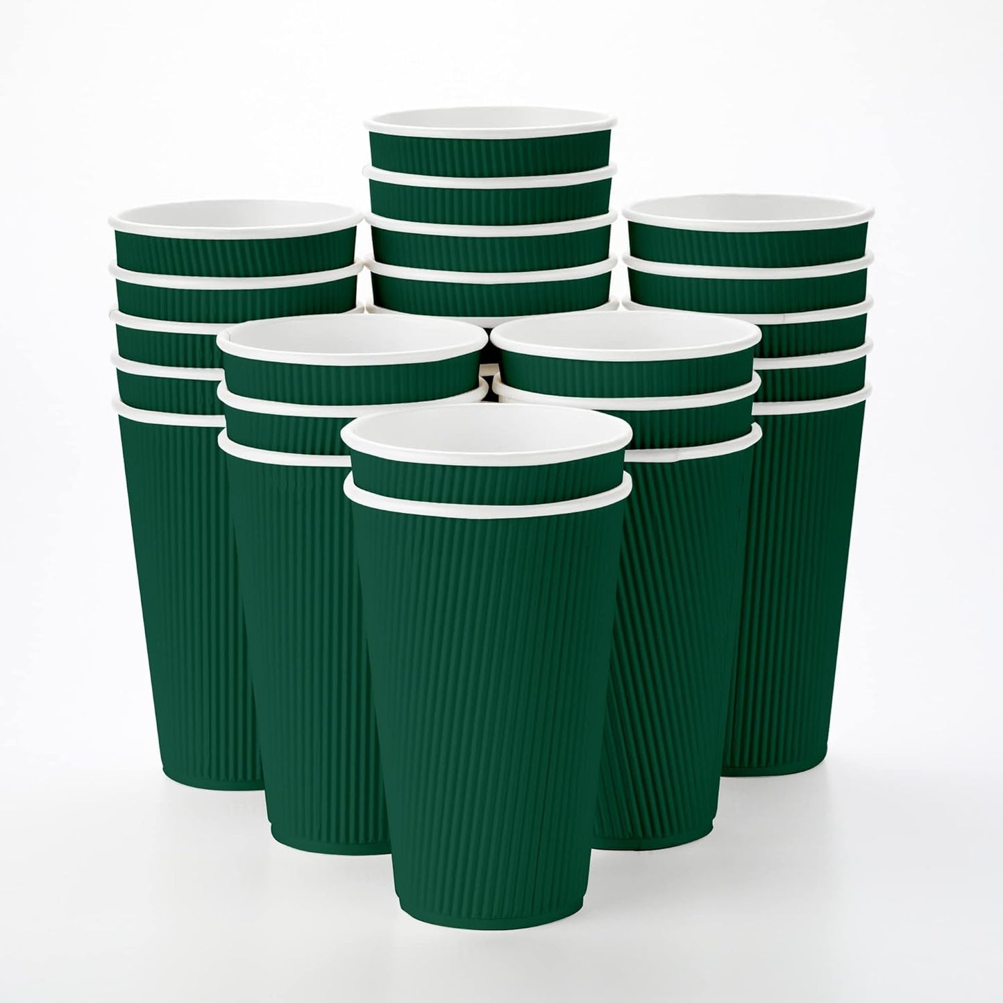 Restaurantware 12 Ounce Double Wall Disposable Coffee Cups, 500 Insulated Forest Green Paper Tumblers with Rolled Rim Design, Lids Sold Separately for Hot Drinks like Tea, Hot Chocolate and More
