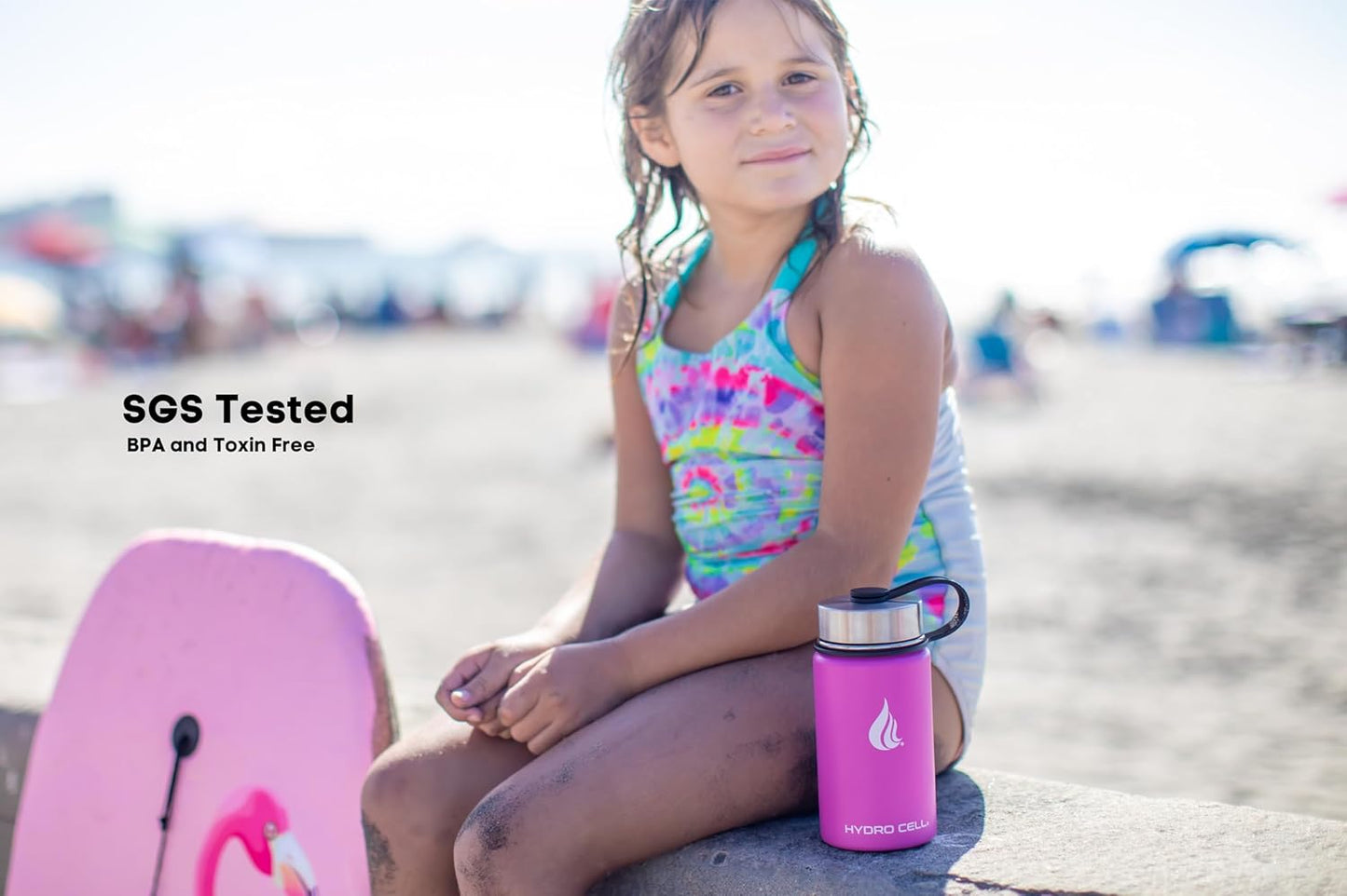 HYDRO CELL Stainless Steel Insulated Water Bottle with Straw - For Cold & Hot Drinks - Metal Vacuum Flask with Screw Cap and Modern Leakproof Sport Thermos for Adults (Fuchsia 14oz)