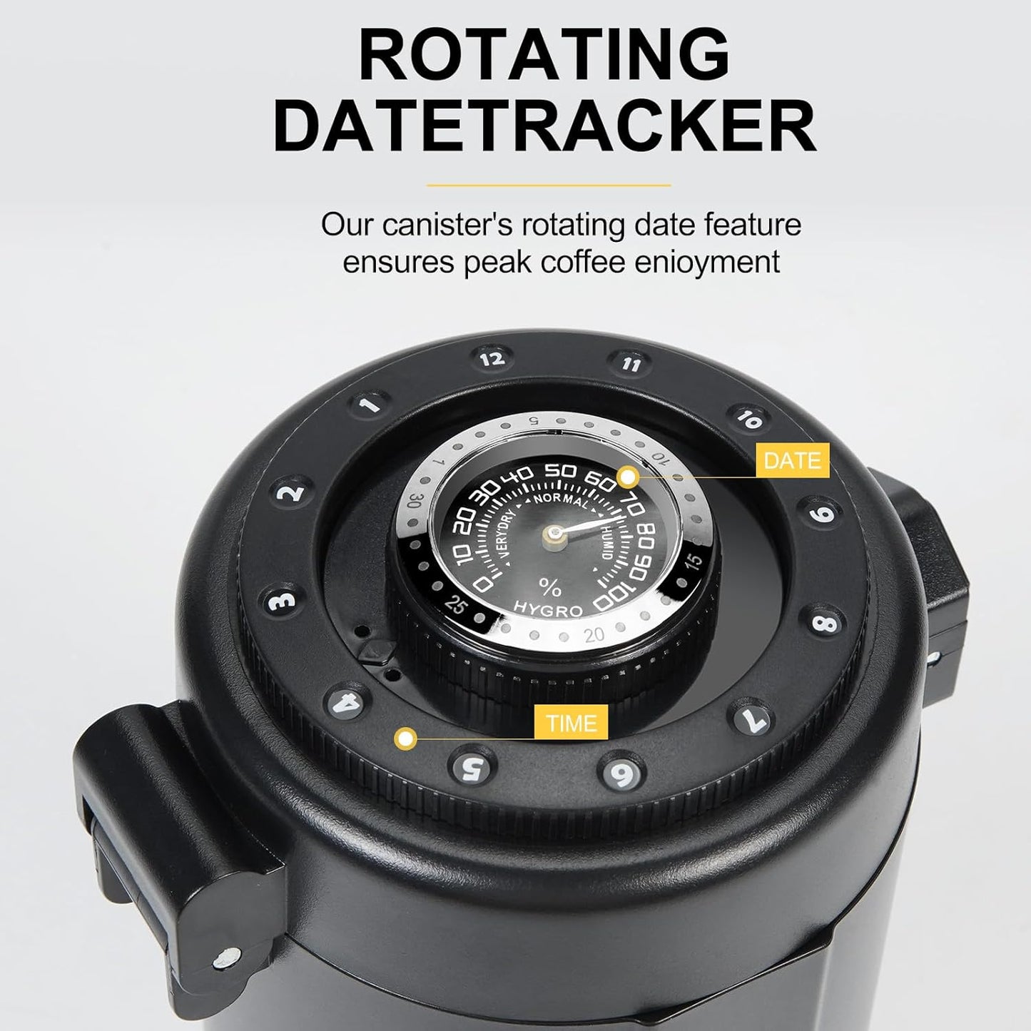 Coffee Canister, Airtight Stainless Steel Kitchen Food Storage Container With Spoon And Date Tracker, For Ground Coffee, Cereal, Bean, Tea,Sugar (black)