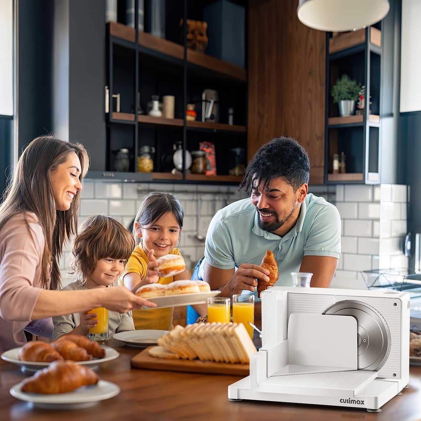 CUSIMAX Meat Slicer for Home,Foldable Meat Slicer with Child Safety Switch and 2 Removable Blades,Electric Deli Slicer Adjustable Thickness 0-20mm for Cut Meat,Cheese,Bread,Fruit,Storage Bag