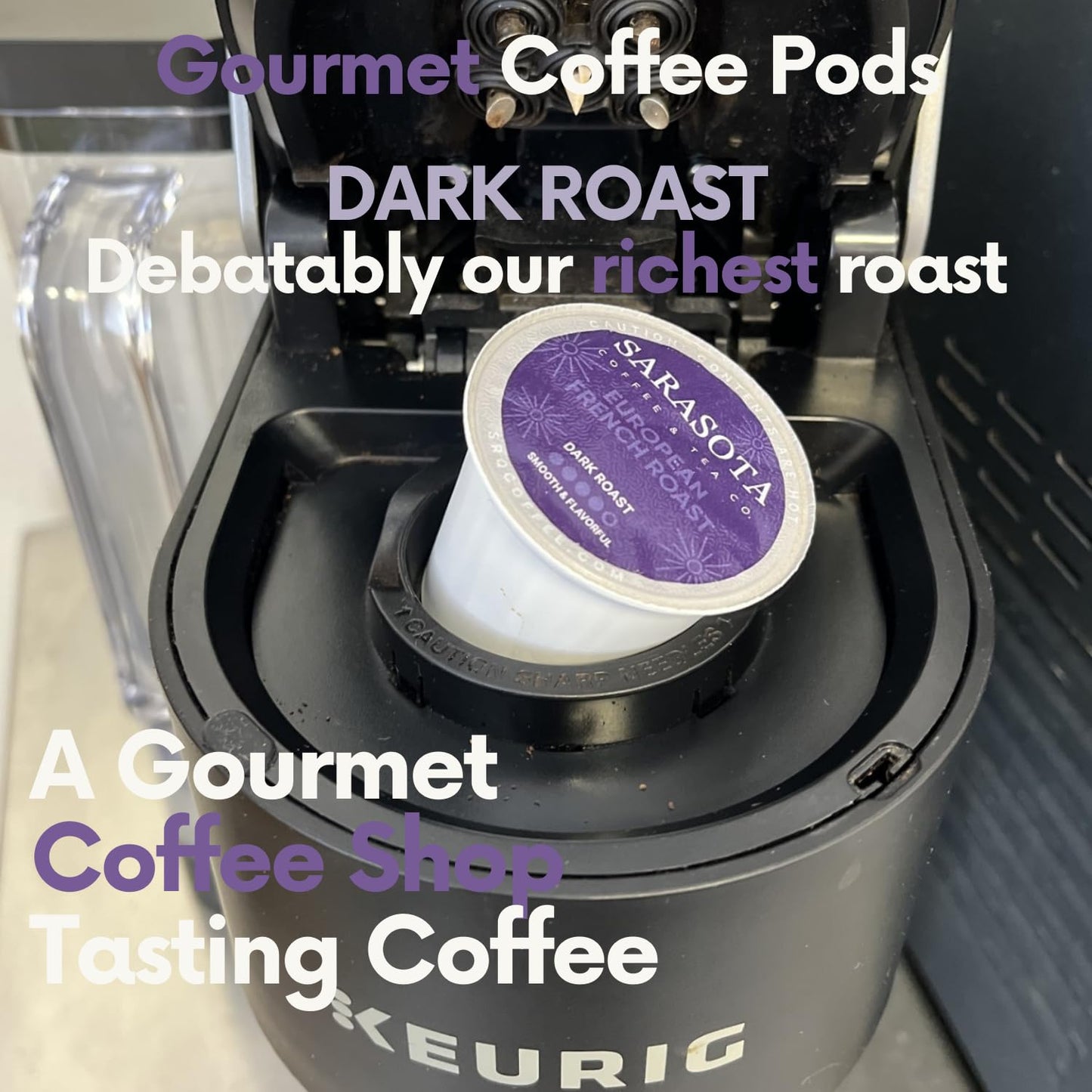 Sarasota K-Cup Coffee Pods | Dark Roast Coffee | European French Roast Cubano | Single Serve for Keurig Brewers | Gourmet, Low Acid, Mold Free | 24 Count