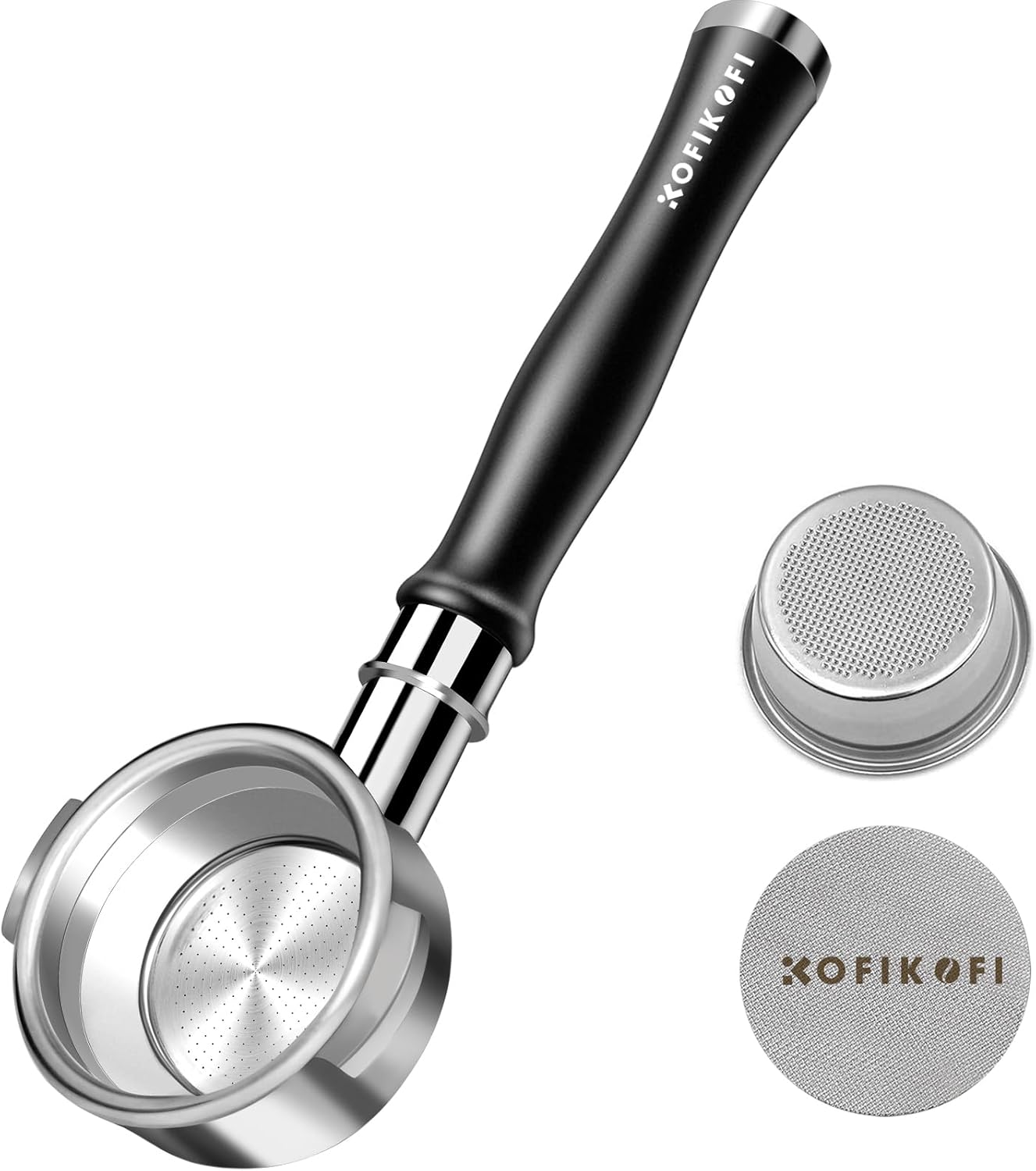 58mm Bottomless Portafilter For E61, Flair 58, ECM, Rocket, Sanremo, Synesso, Slayer, VBM Espresso Machine, 2 Ears Bottomless Naked Espresso Portafilter with 18g Filter Basket and Puck Screen