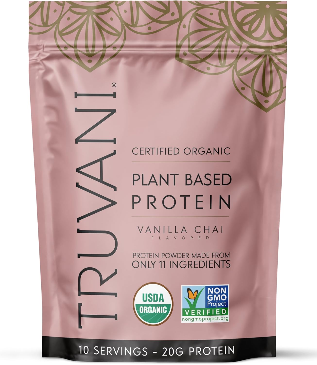 Truvani Vegan Pea Protein Powder | Vanilla Chai | 20g Organic Plant Based Protein | 10 Servings | Keto | Gluten & Dairy Free | Low Carb | No Added Sugar