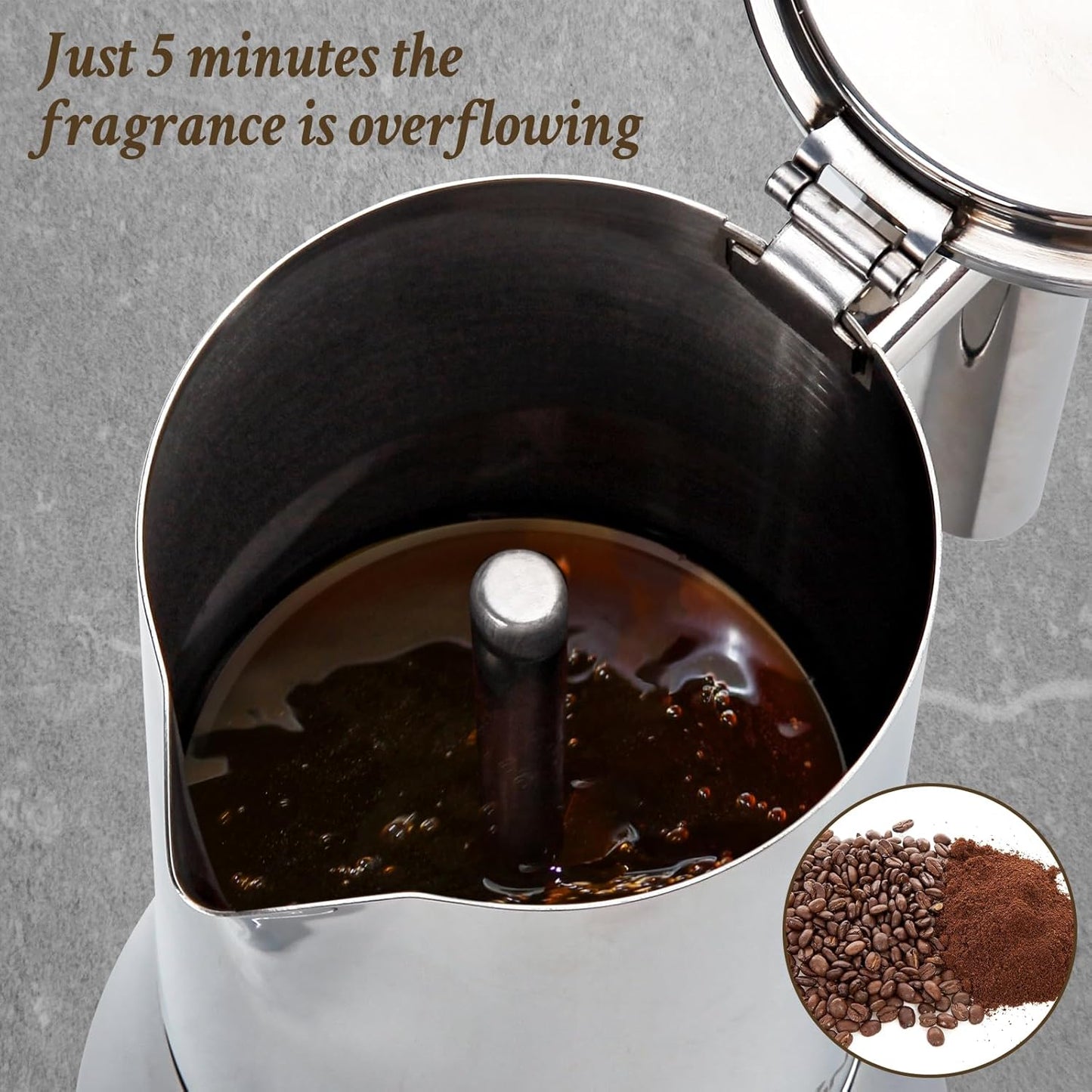 Stovetop Espresso Maker, 4Cup 6.8 oz Moka Pot, Stainless Steel Cuban and Italian Coffee Maker for Cafetera Cubana, Greca De Cafe Induction Stovetop Compatible, Coffee Gift for Home Travel