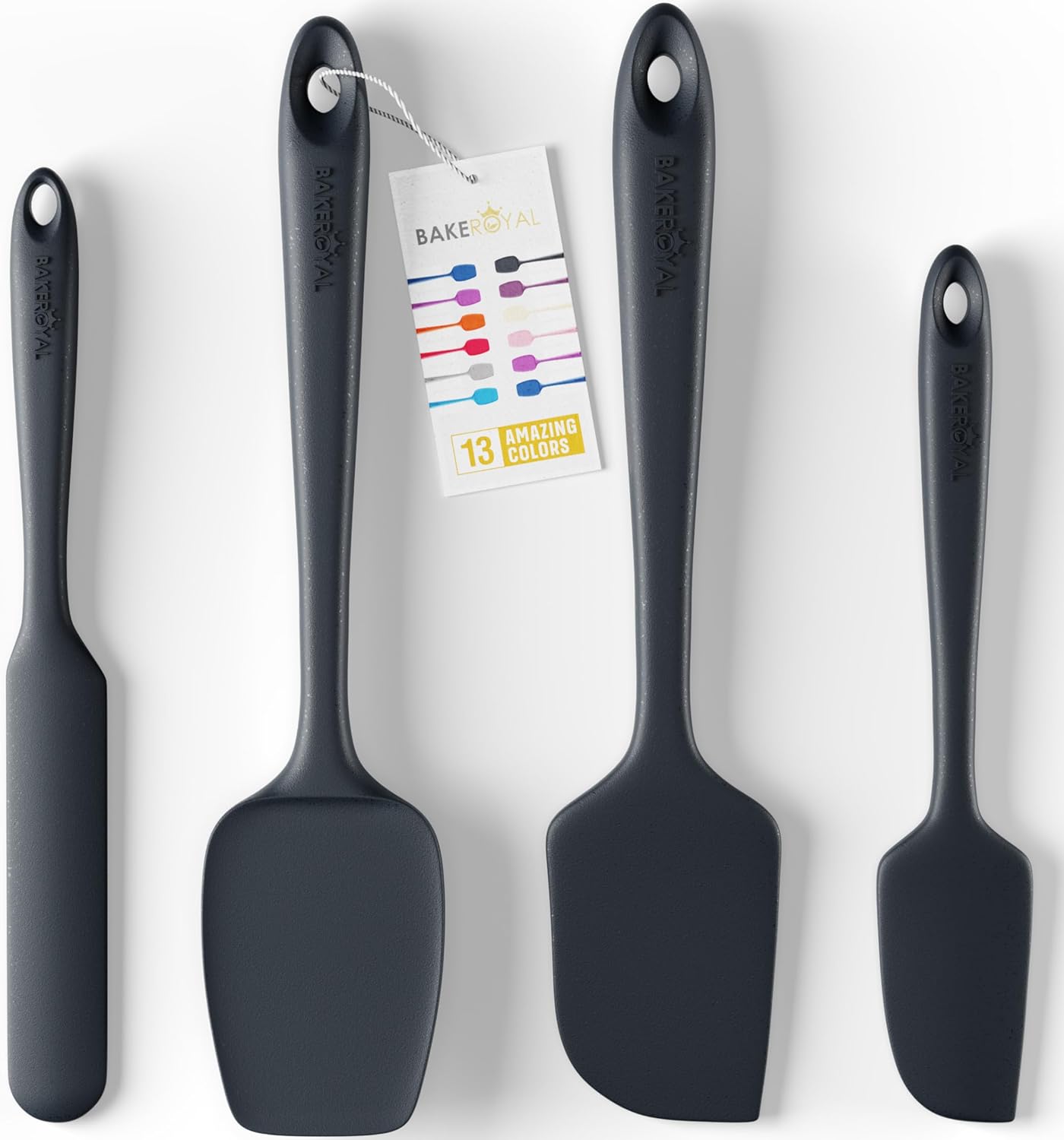 Silicone Spatula Set - 4-Piece Rubber Spatulas Silicone Heat Resistant 600°F for Everyday Task - Seamless Design Kitchen Spatulas for Nonstick Cookware - Black