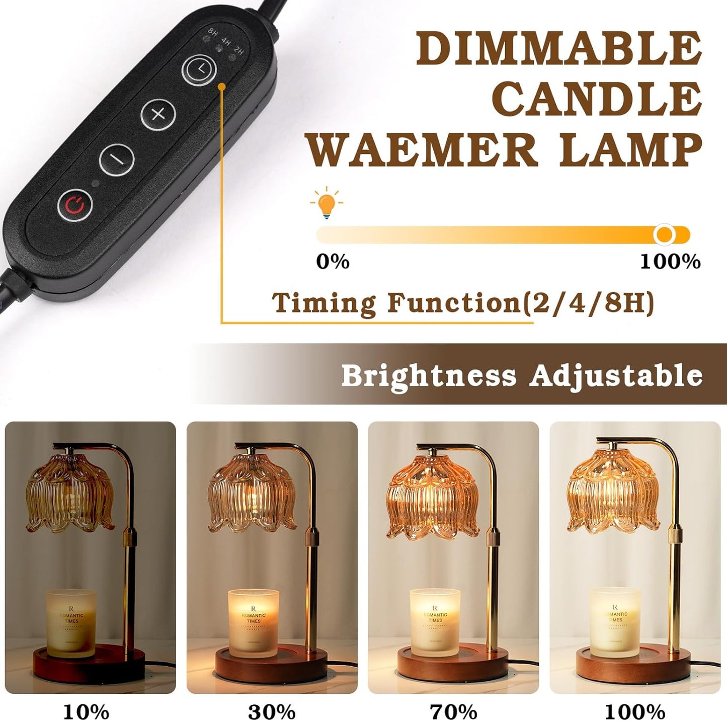 Candle Warmer Lamp with Timer, Christmas Birthday Gifts for Women Mom, House Warming New Home Room Decor, Height AdjustableCandle Heater Lamps for Jar Scented Candles with 2 Bulbs