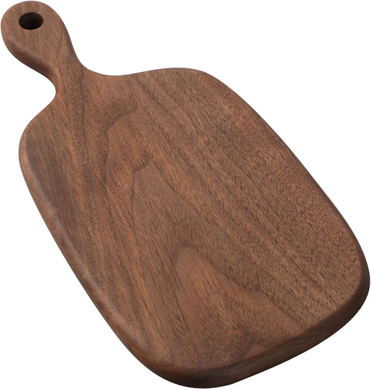 Muso Wood Small Cutting Board with Handle, Walnut Wooden Chopping Boards for Bread, Vegetables & Fruits, Dinner Cheese Board with Hole(15.2x7.3 Inches)