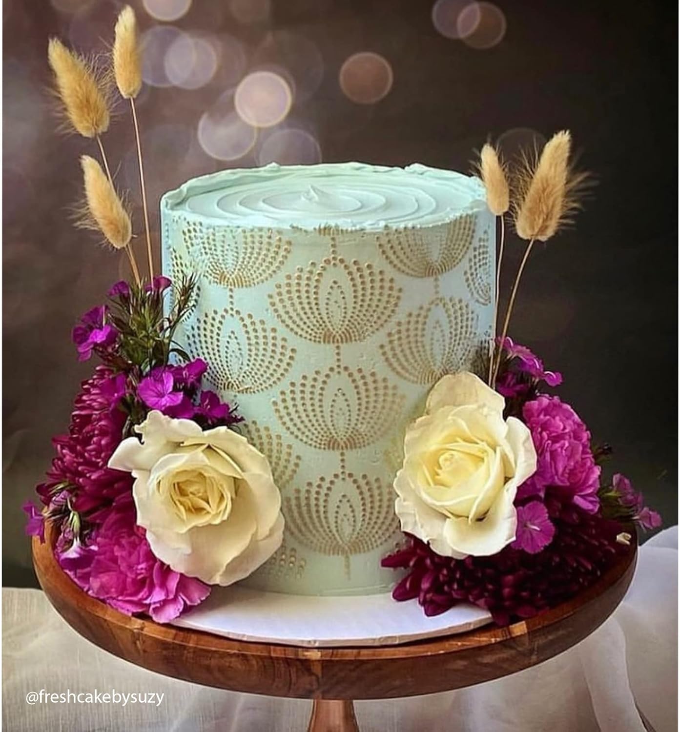 Cake Decorating Stencil for Tall Buttercream Cake, Royal Icing, Ganache, Paint, Airbrush (QUILLON)