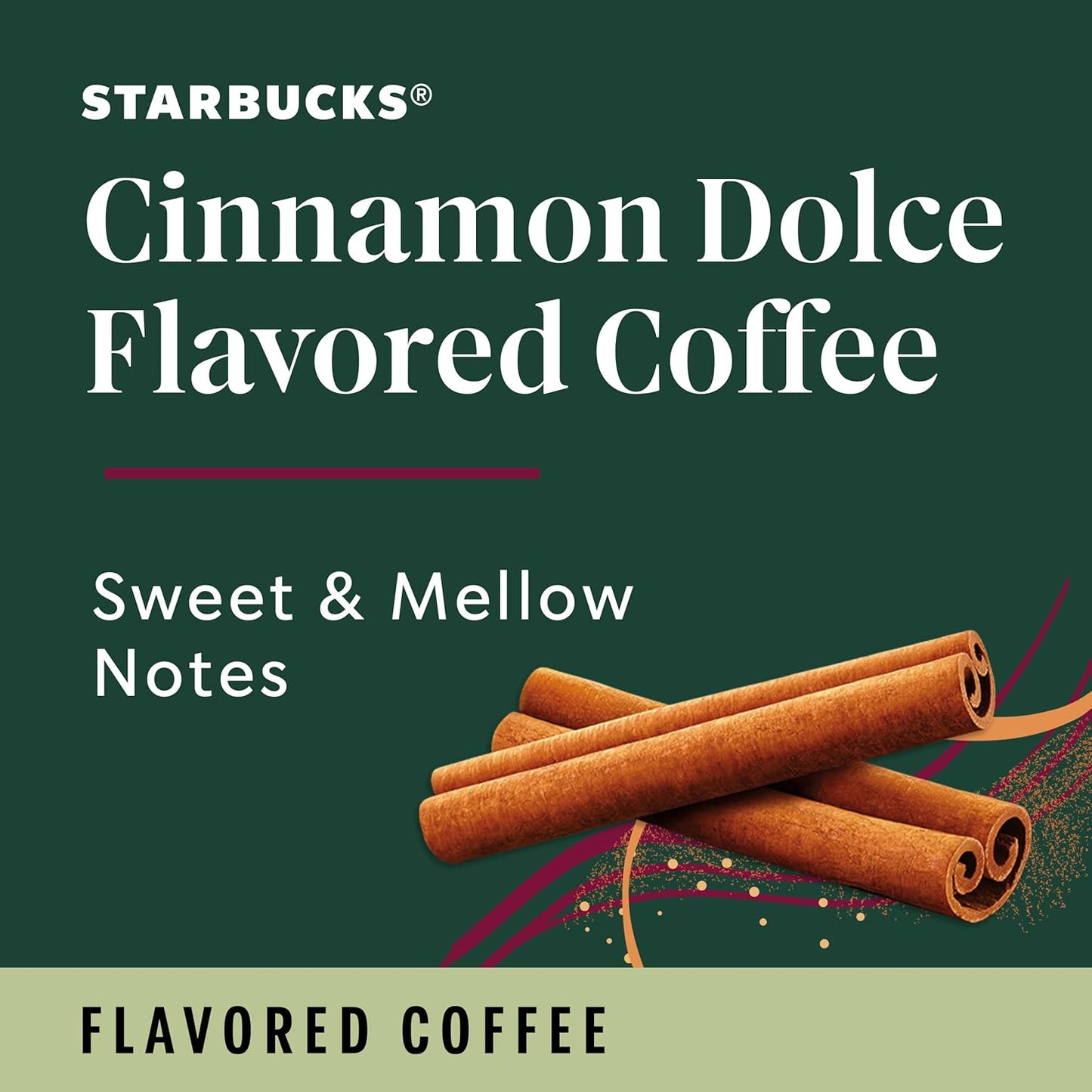 Starbucks Ground Coffee, Cinnamon Dolce Flavored Coffee, Naturally Flavored, 100% Arabica, 6 bags (11 oz each)
