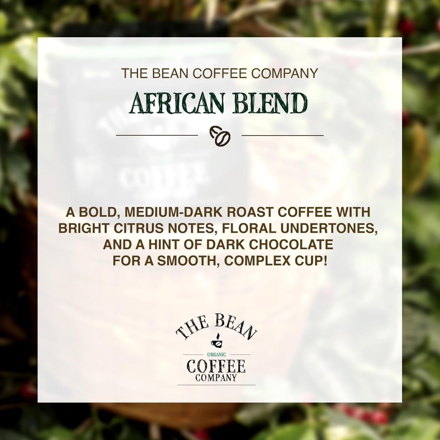 The Bean Organic Coffee Company African Blend, Medium Roast, Whole Bean Coffee, 5-Pound Bag