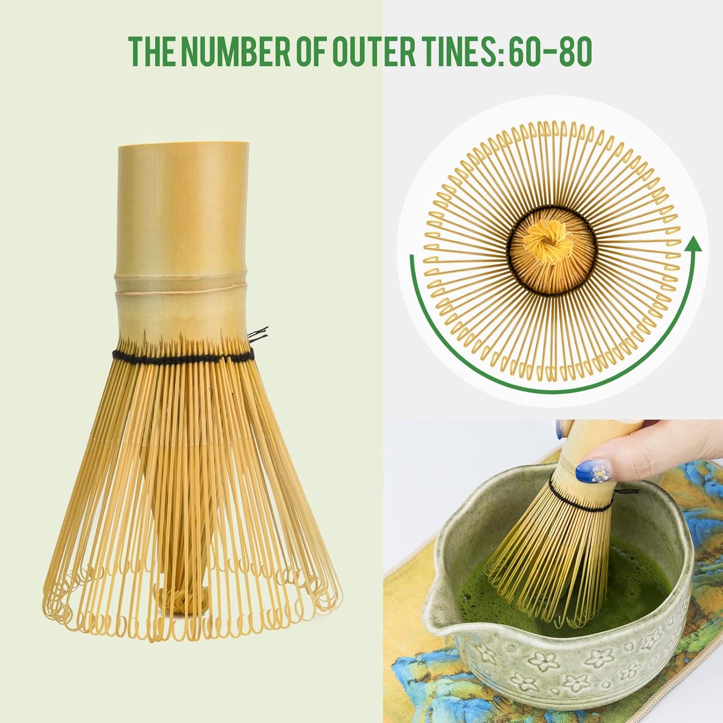 Matcha Whisk Set - 7 PCS Matcha Kit, Matcha Tea Set for Making Breakfast Green Tea Lattes - Whisk, Bowl with Spout, Whisk Holder - Gift for Tea Beginner, Friend, Daughter, Family