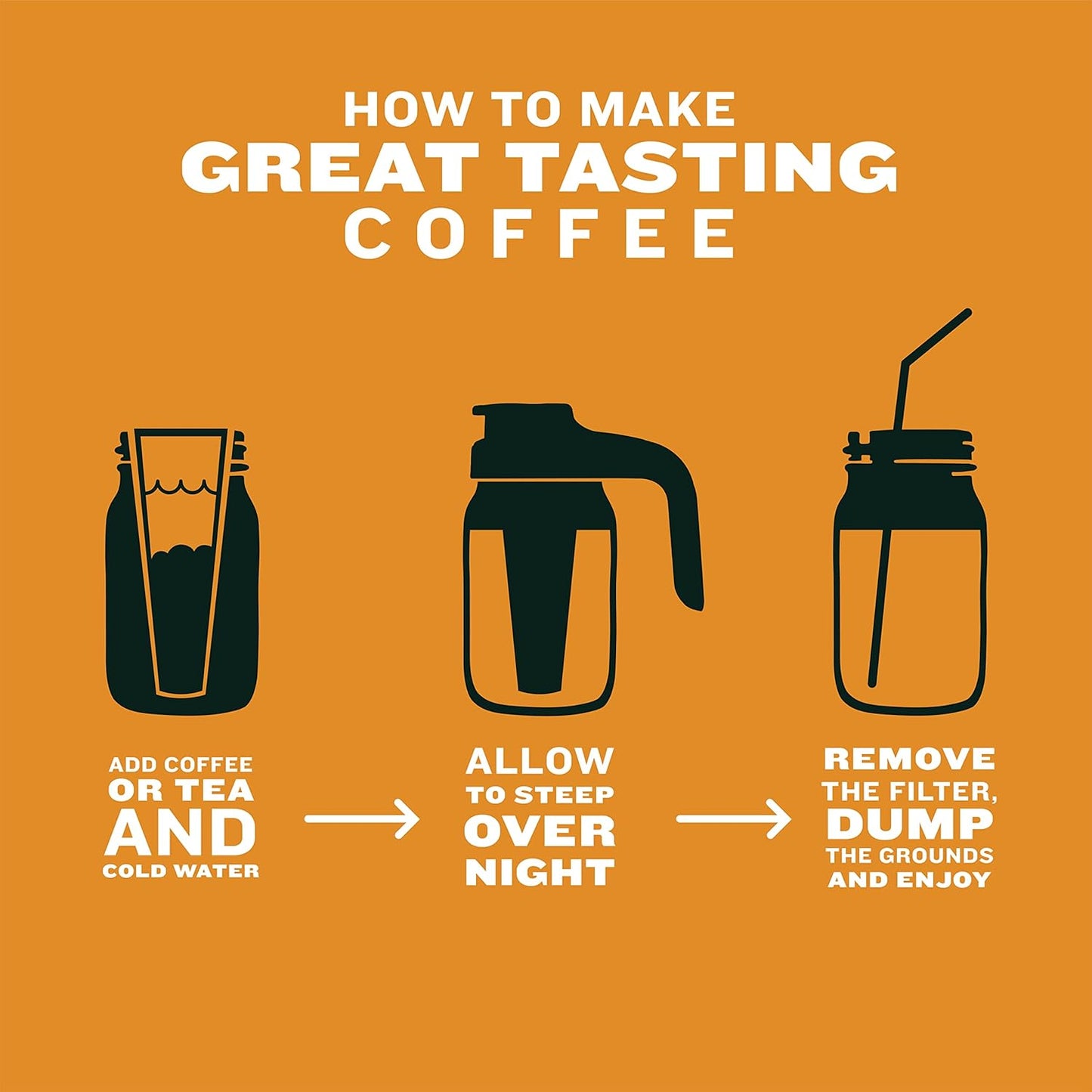 County Line Kitchen Glass Cold Brew Coffee Maker with Lid - Wide Mouth, 2 Quart (64 oz) - Heavy Duty, Leak Proof - Sun & Iced Tea Pitcher, Cold Brew Coffee, Breast Milk Storage, Water - Silver