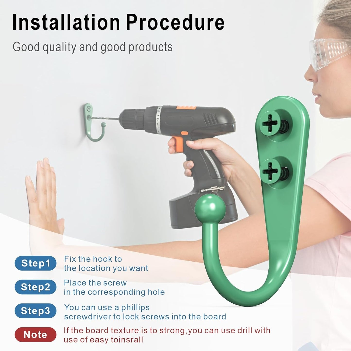 15 Pcs Black Wall Mounted Coat Hooks, Hanger Hook with 30 Pieces Screws for Towel, Key, Robe, Scarf, Bag, Cap, Coffee Cup, Mugs（Green）